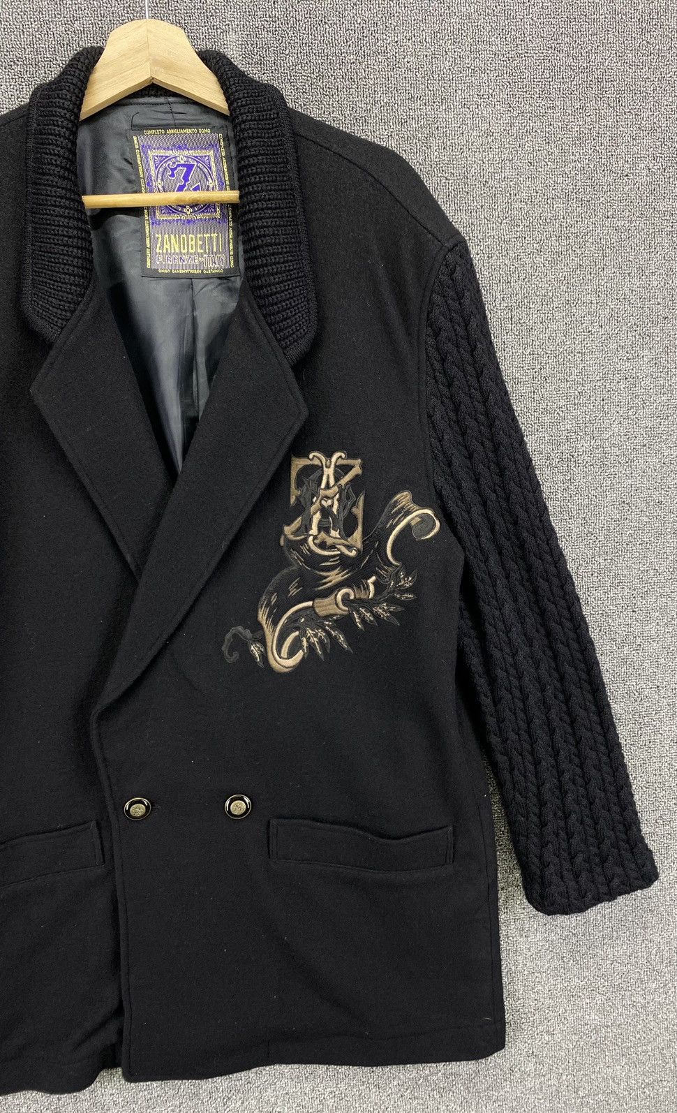 Japanese Brand Vintage Zanobetti Italia Wool Knitted Embroidery Coat Jacket Size XL / US 12-14 / IT 48-50 - 4 Thumbnail