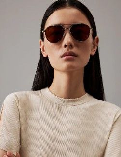 Calvin Klein Calvin Klein CK24100S N 771 Men Sunglasses Gold Aviator Fram Size ONE SIZE - 6 Thumbnail