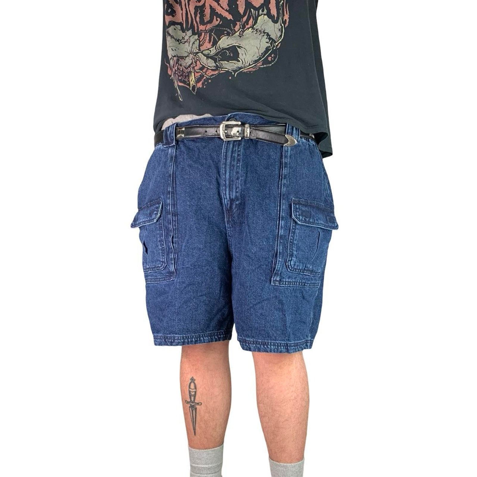 Japanese Brand × Vintage Vintage 90s Denim Cargo Shorts Size US 42 / EU 58 - 1 Thumbnail