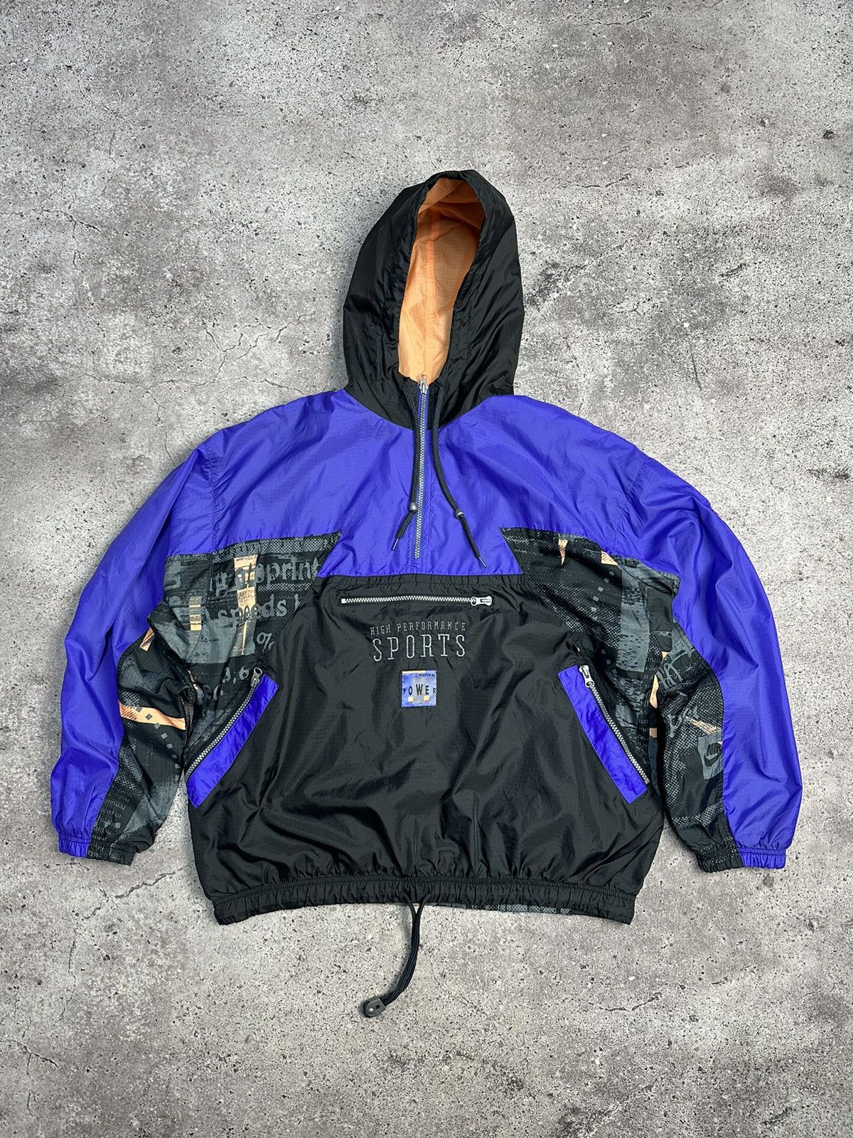 VINTAGE NIKE Y2K ANORAK JACKET 90s MULTICOLOR MONOGRAM LOGO