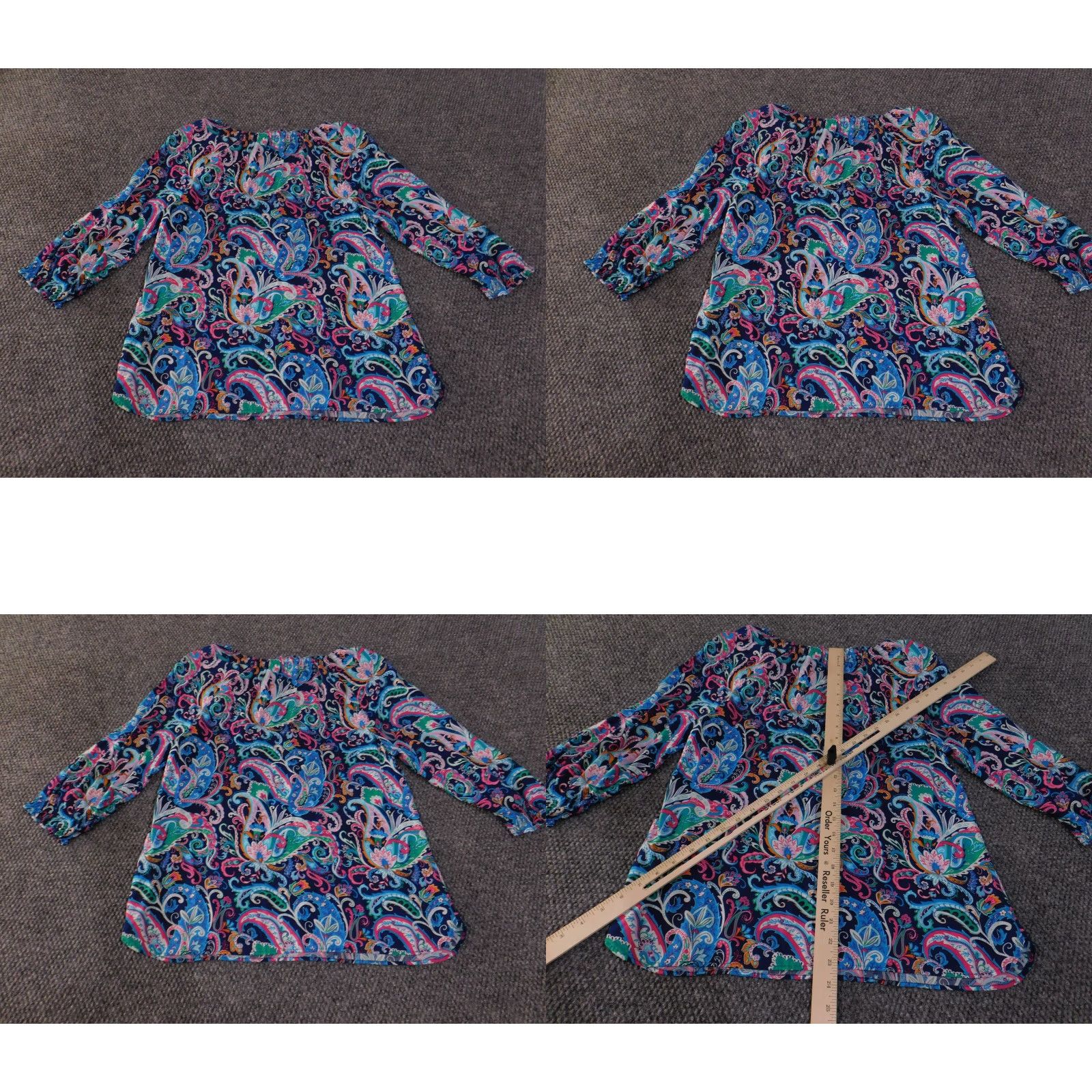 Talbots Talbots Blouse Womens Petite PM Multicolor Paisley 3/4 Sleeve Rayon Top Crew Neck Casual Ladies Regular Blue Links: None Size M / US 6-8 / IT 42-44 - 8 Thumbnail