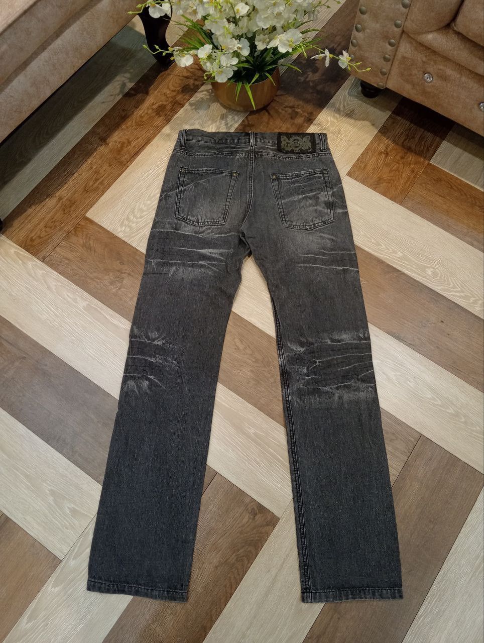 If Six Was Nine JAPANESE LOWBOX DISTRESSED LOOK JEANS - BLACK Size US 30 / EU 46 - 9 Thumbnail