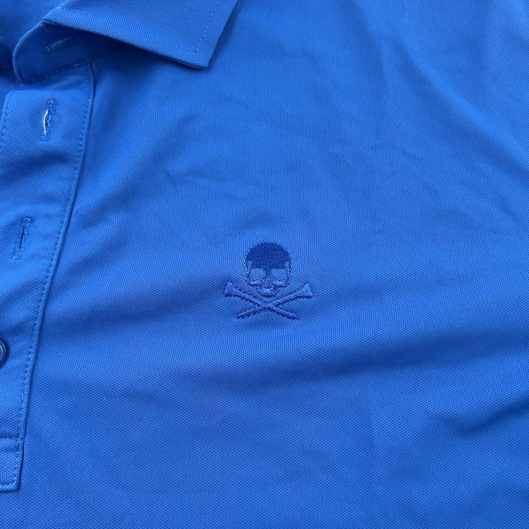 Vintage G Fore Short Sleeve Button Front Polo Shirt Men's L Blue Skull Logo Size US L / EU 52-54 / 3 - 2 Thumbnail
