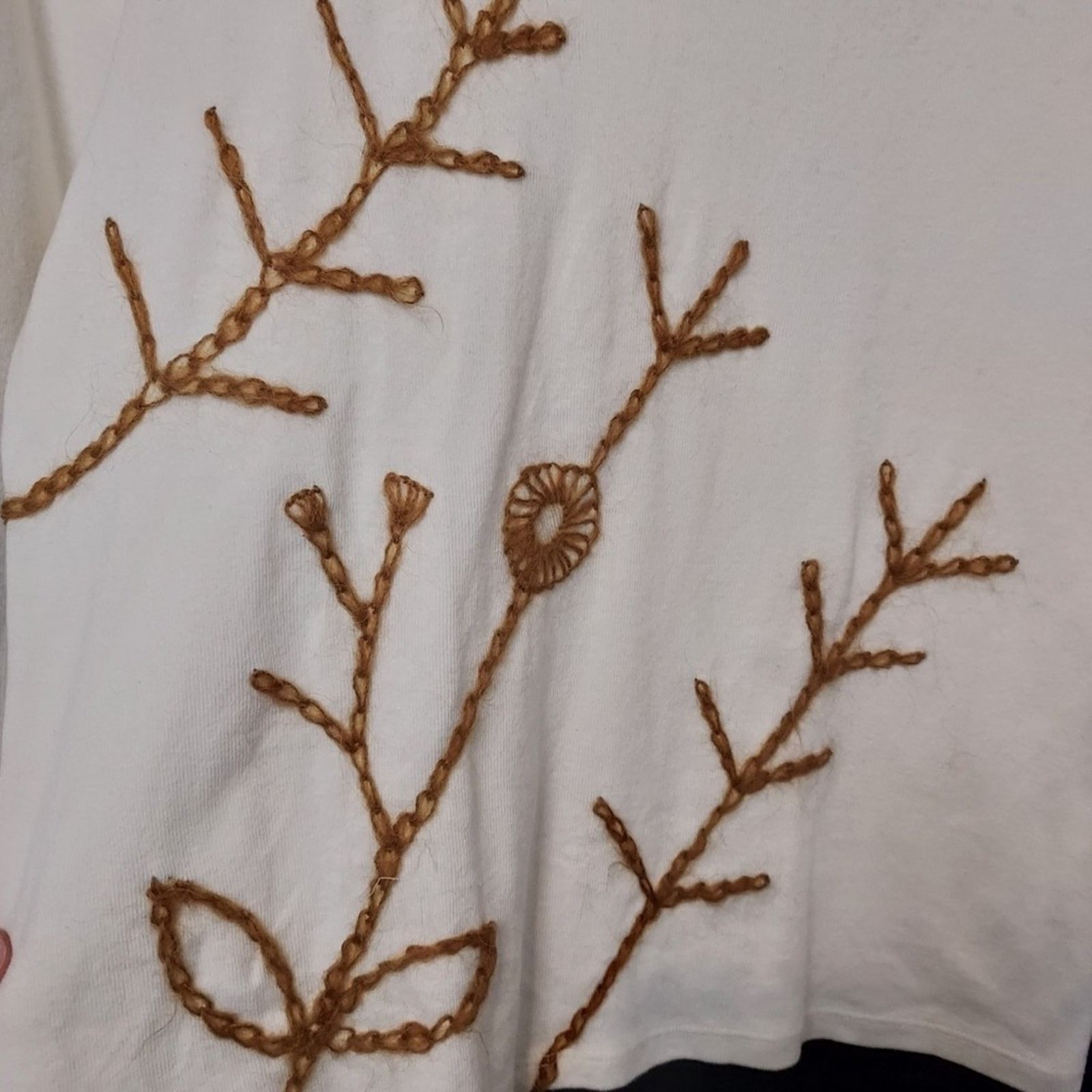 Other Cali Cali Ivory White Embroidery Floral Botanical Blouse Top Size L / US 10 / IT 46 - 4 Thumbnail