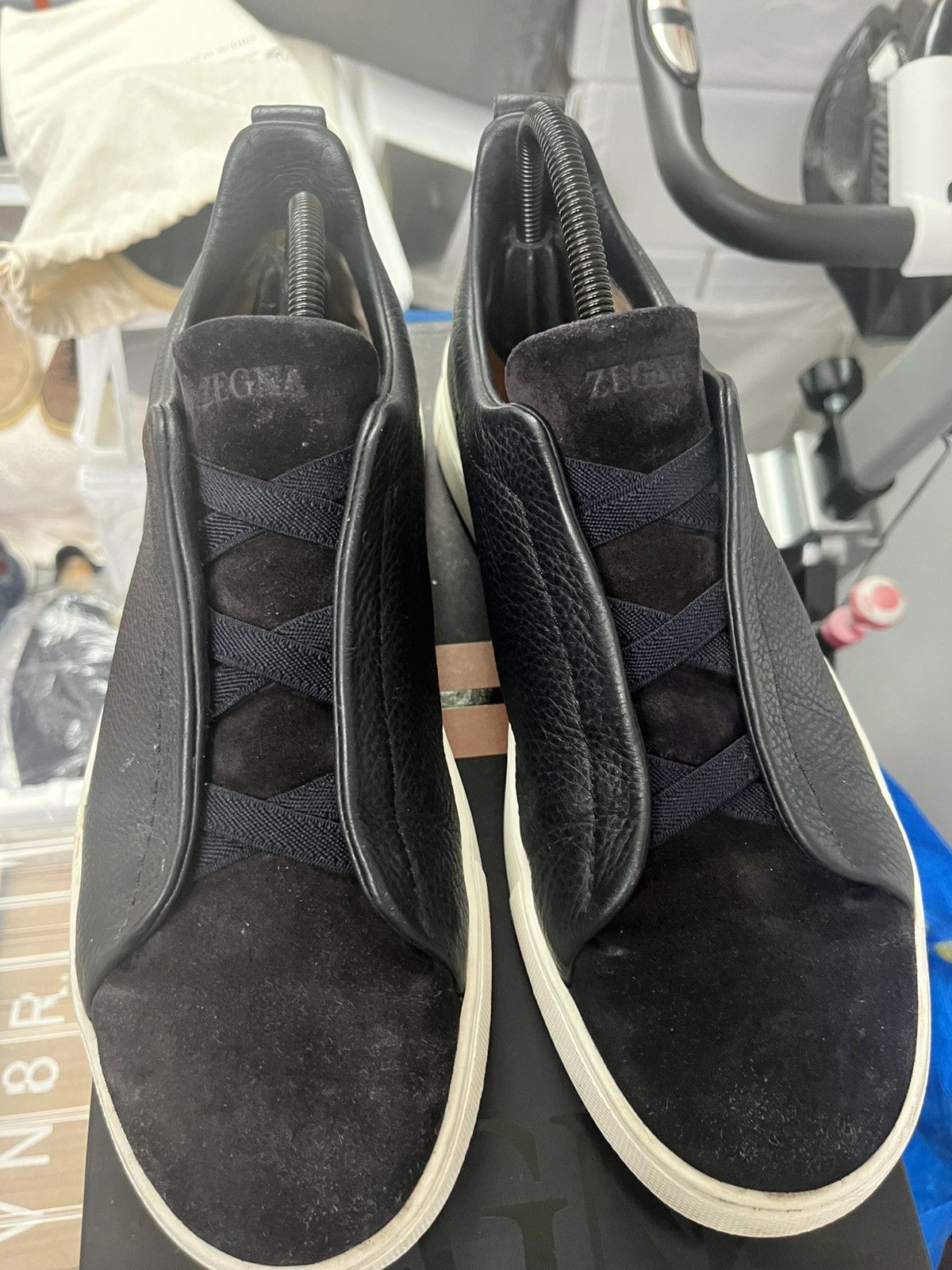 Ermenegildo Zegna Zegna navy suede & leather triple stitch uk 9 eu 43 Size US 10 / EU 43 - 2 Thumbnail