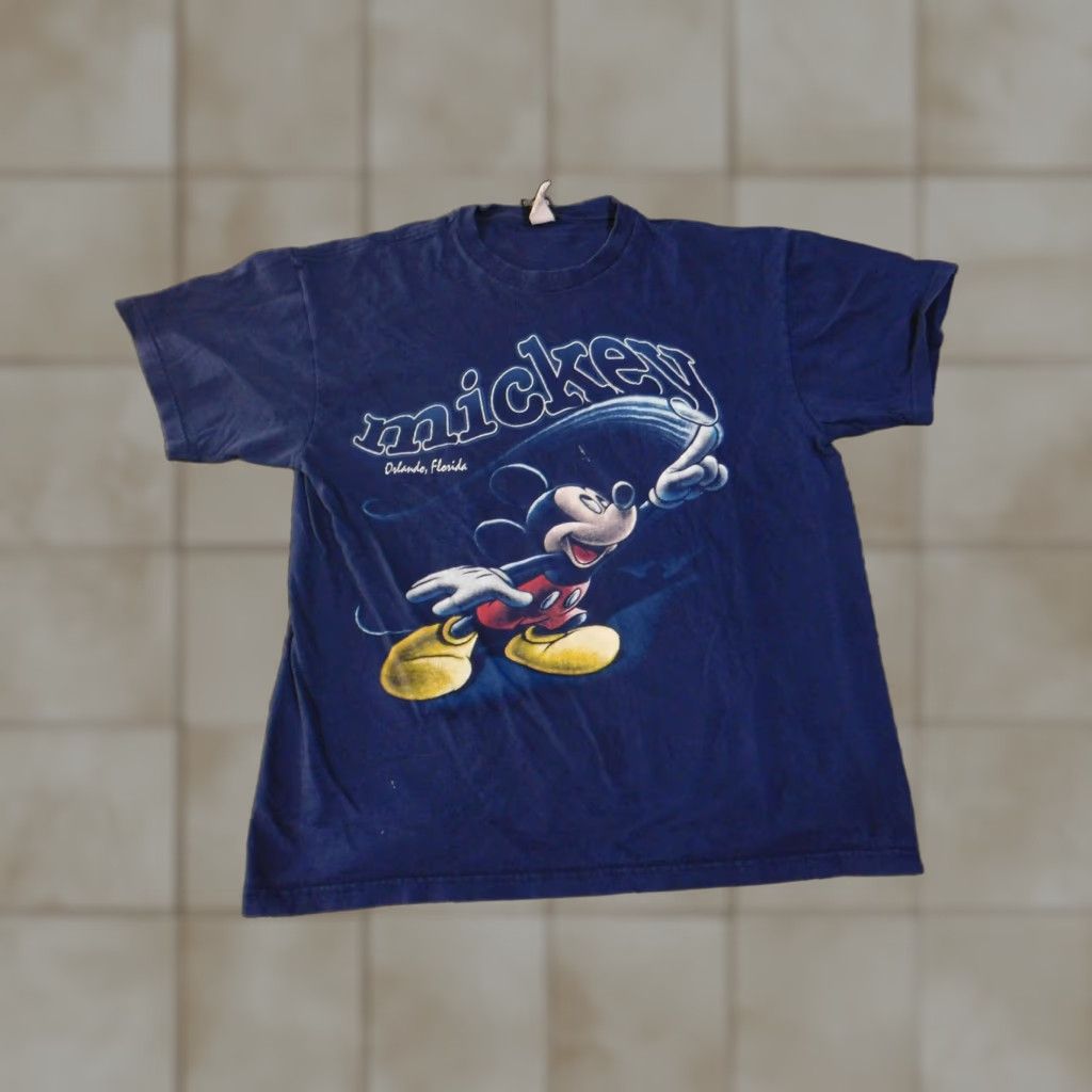 Disney VINTAGE Mickey Mouse Shirt Mens Large Blue Orlando Florida Disney 90s Tee Graphic Print Size US L / EU 52-54 / 3 - 1 Thumbnail