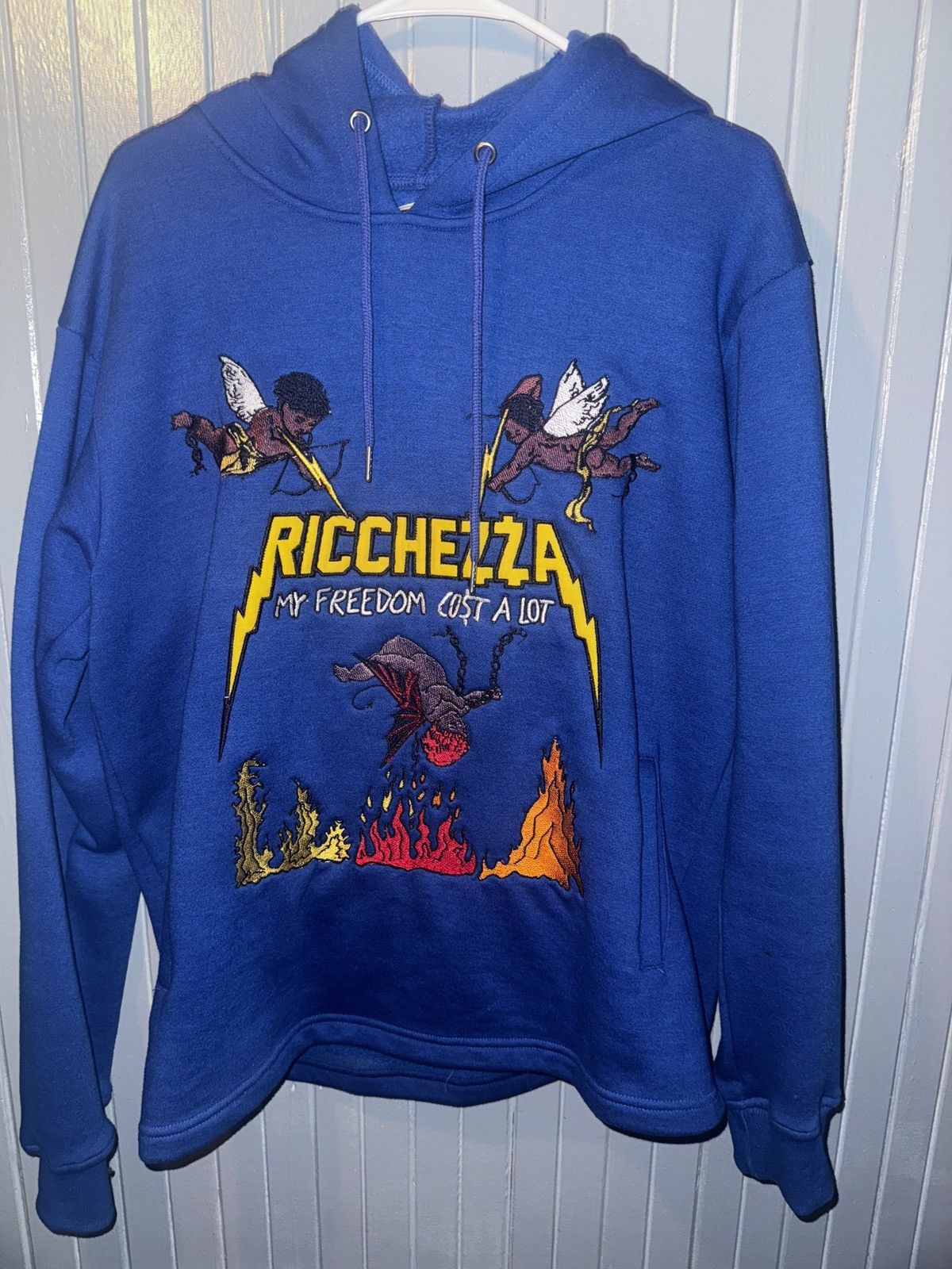 Designer Ricchezza “My Freedom Cost” Blue Hoodie | Grailed