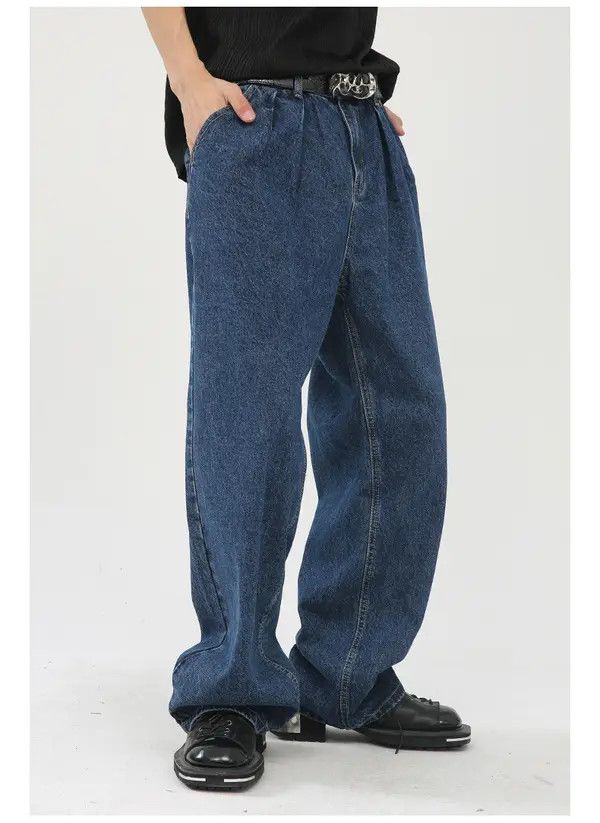 Japanese Brand Ishida x Hara Men's loose washed wide-leg straight jeans Size US 32 / EU 48 - 3 Thumbnail