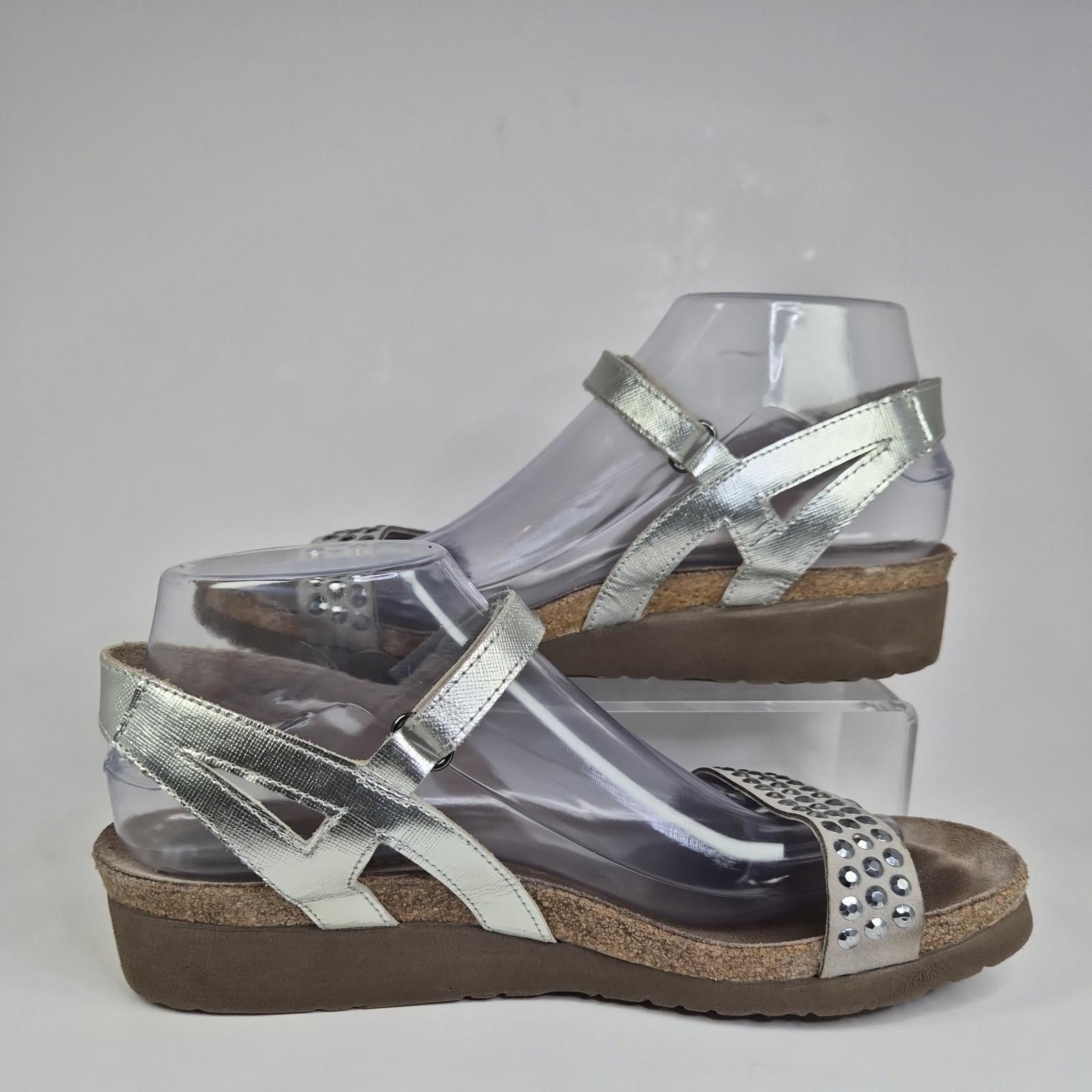 Dries Van Noten NAOT Women Sz9 Hero Strappy Wedge Silver Boho Sandals Size US 9 / IT 39 - 3 Thumbnail