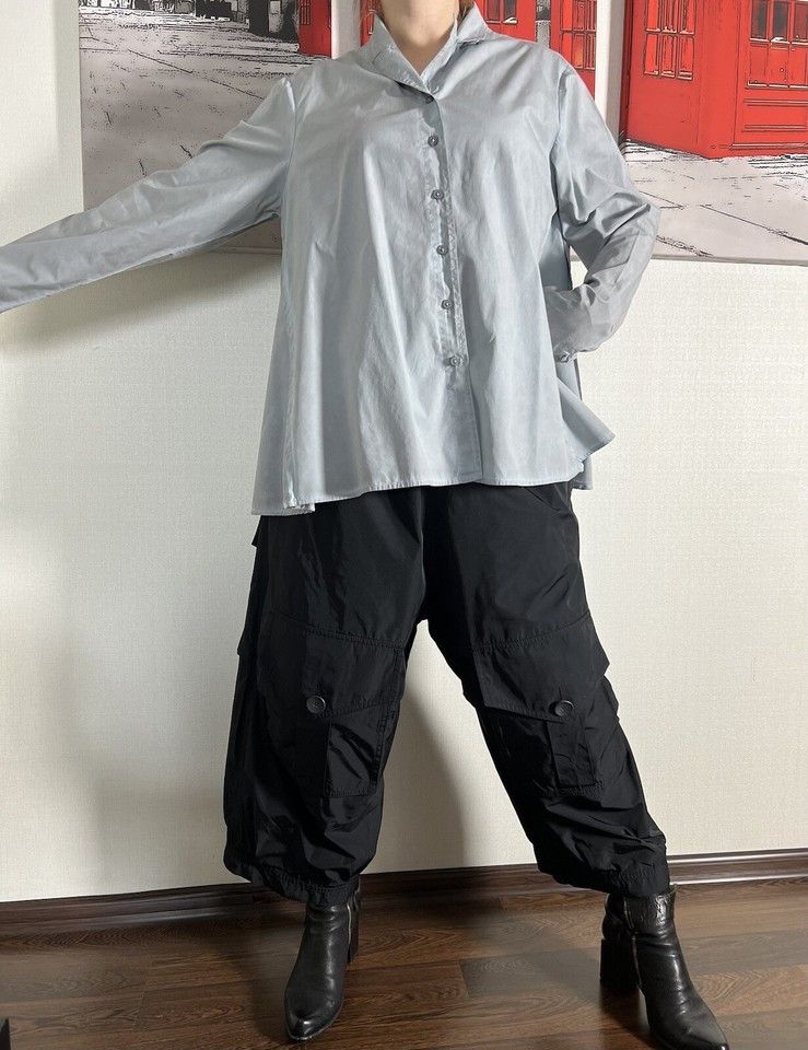 Rundholz Rundholz Woman's Shirt Blouse Cotton Gray Size L Size L / US 10 / IT 46 - 18 Thumbnail