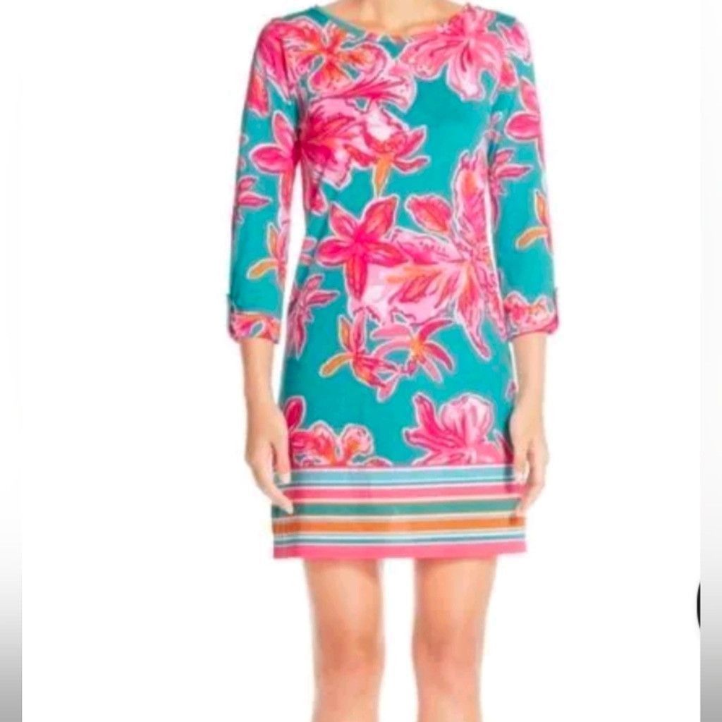 Lilly Pulitzer Lilly Pulitzer Linden Sea Blue Via Sunny Floral Dress SZ. XS Size XS / US 0-2 / IT 36-38 - 3 Thumbnail