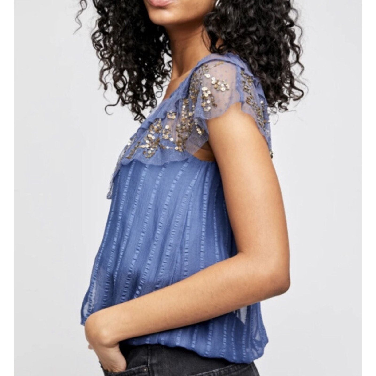 Free People Free People Elisas Of The Sholder Top Wild Blue A003037 Size S / US 4 / IT 40 - 7 Thumbnail