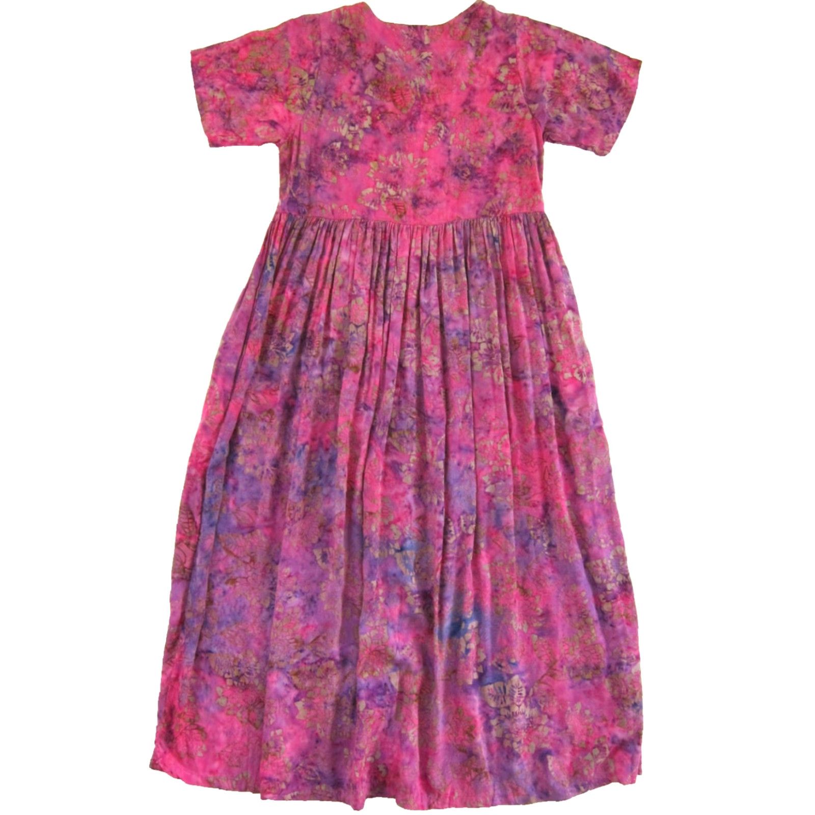 Vintage VINTAGE Hibiscus Collection Hawaii Rayon Pink Tie Dye Pocket Button Down Maxi Dress S Size S / US 4 / IT 40 - 2 Thumbnail