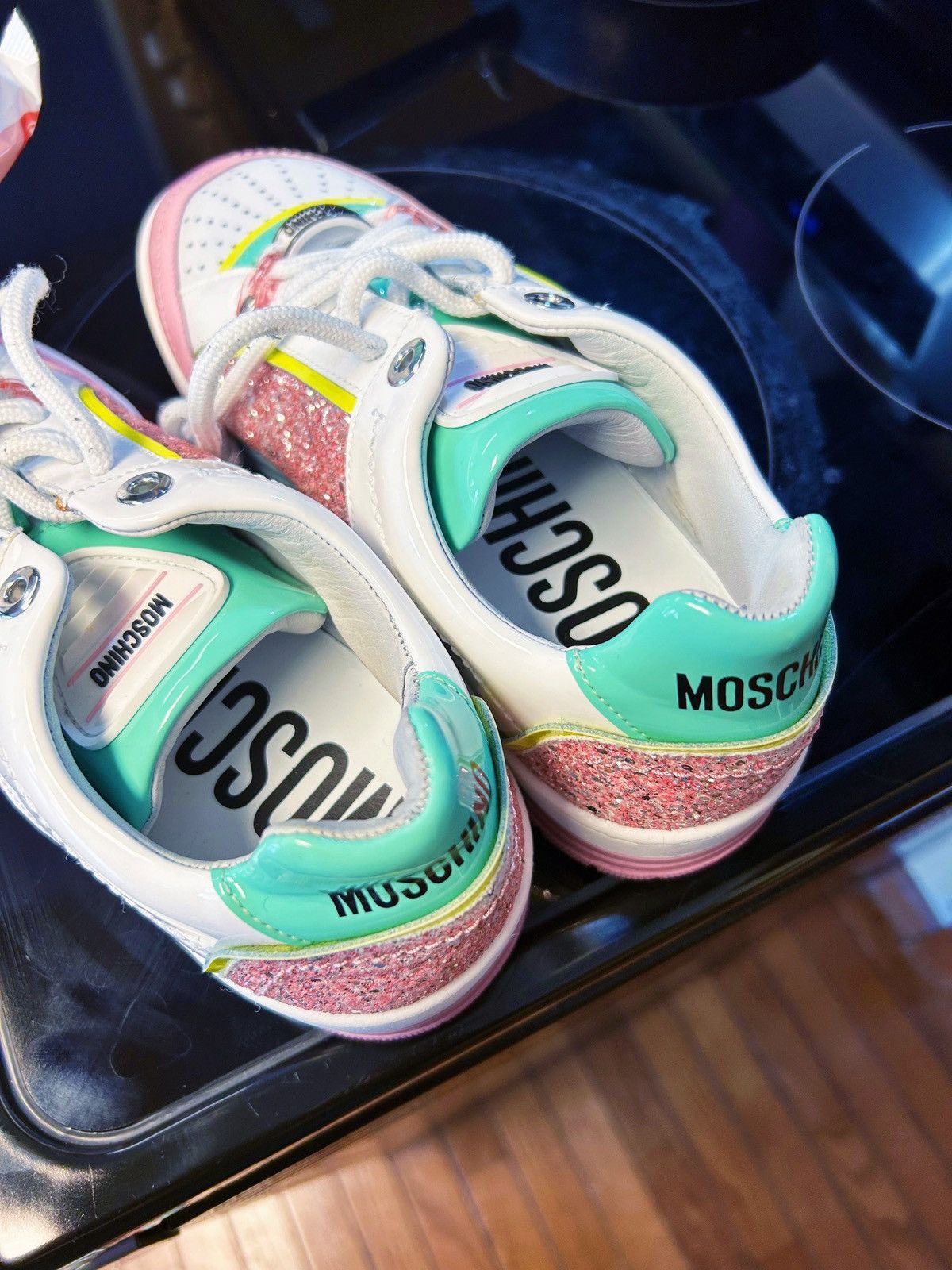 Moschino Authentic Moschino Pastel / Pink Glitter Low Top Sneakers Size US 8 / IT 38 - 3 Thumbnail