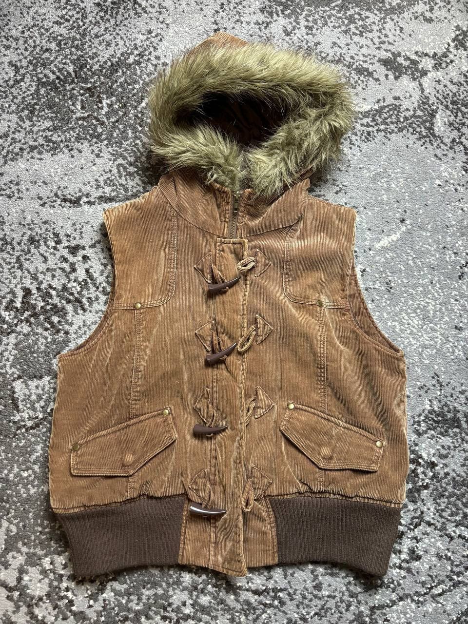 Pre-owned If Six Was Nine X Vintage Y2k Bomber Style Velvet Fur Collar Avantgarde Vests In Brown