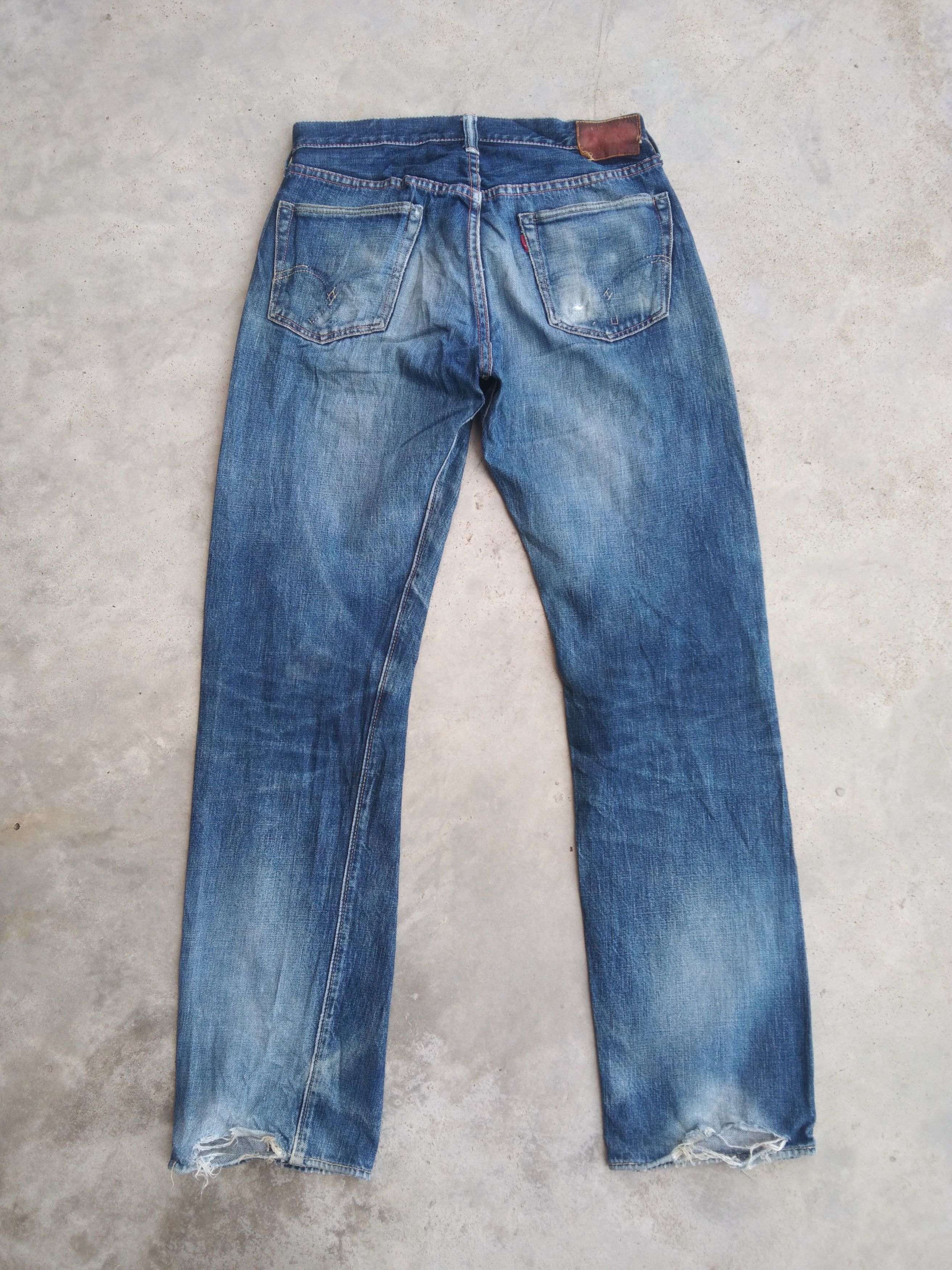 Full Count & Co. Vintage Full Count Selvedge Distressed Redline Jeans 29x31 Size US 29 - 2 Thumbnail