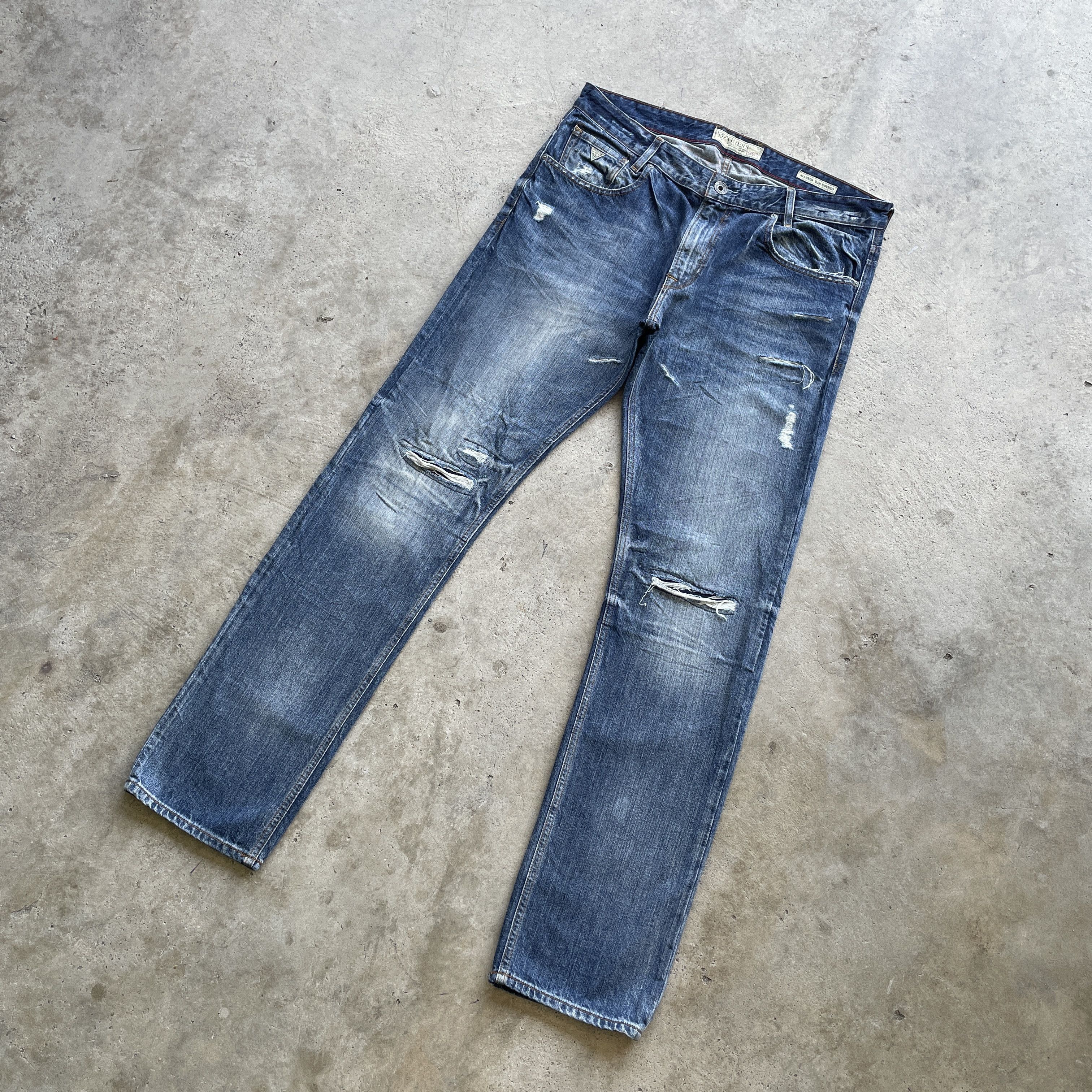 Guess Vintage Guess USA Denim Faded Distressed Jeans Pants W37 Size US 37 - 1 Thumbnail