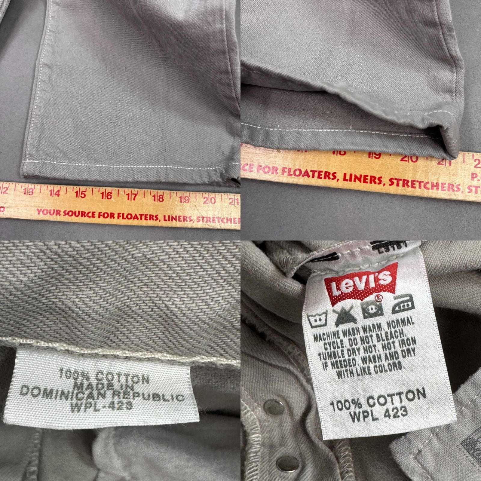 Levi's Levi's 501 Jeans Mens 36x26 Gray Button Fly Denim Pants Work Chore Vintage 90s (Tag36x30) Size US 36 / EU 52 - 8 Thumbnail