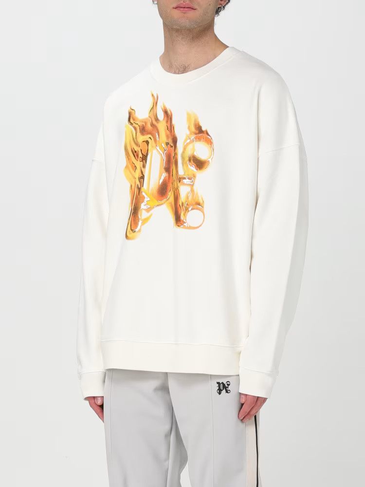 Palm Angels o1y0325 Logo Crewneck Sweatshirt in White Size US L / EU 52-54 / 3 - 2 Thumbnail