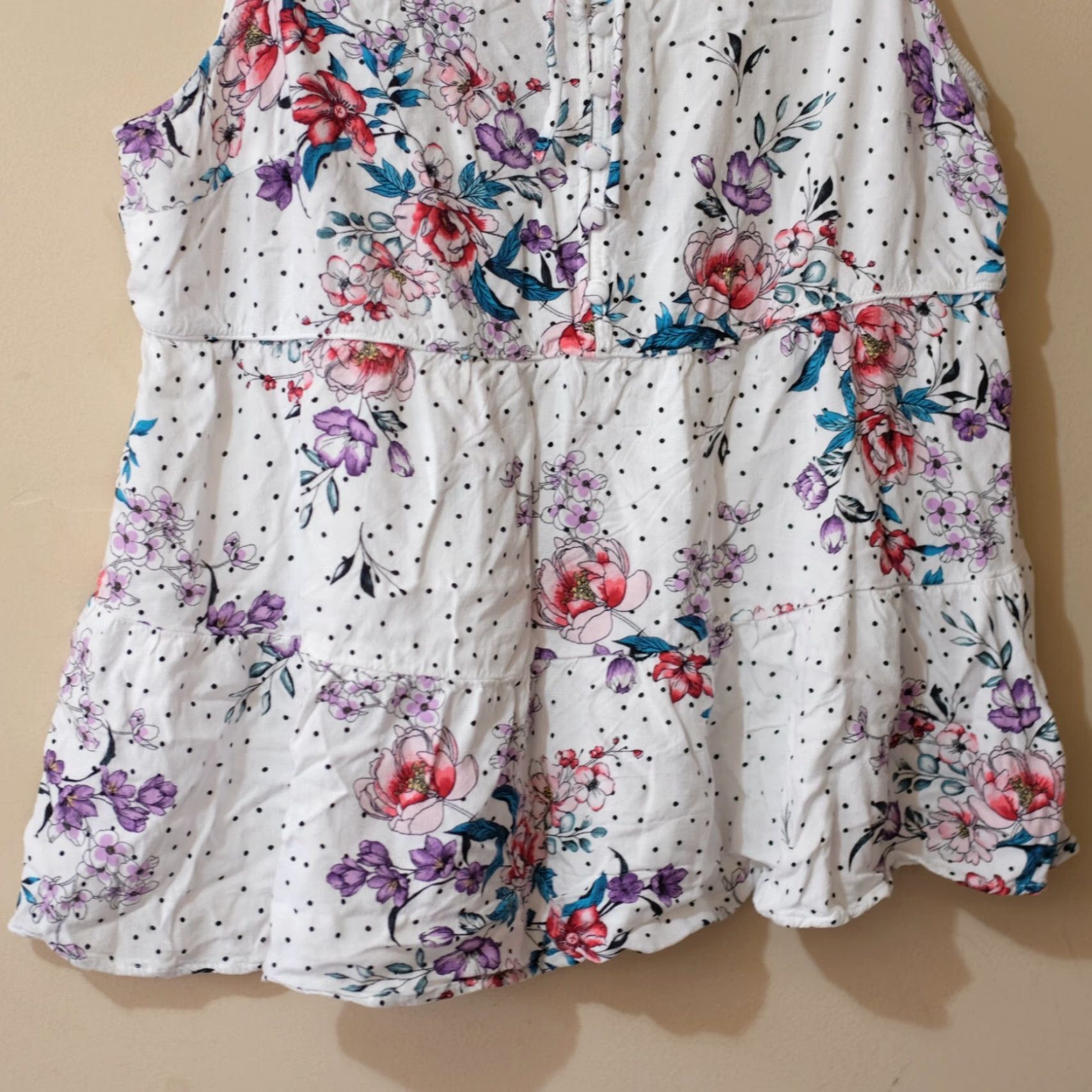 Torrid Torrid Floral Tie-Neck Keyhole Top Sleeveless Women's Plus Size 00 #H48-16 Size XXS / US 00 / IT 34 - 3 Thumbnail