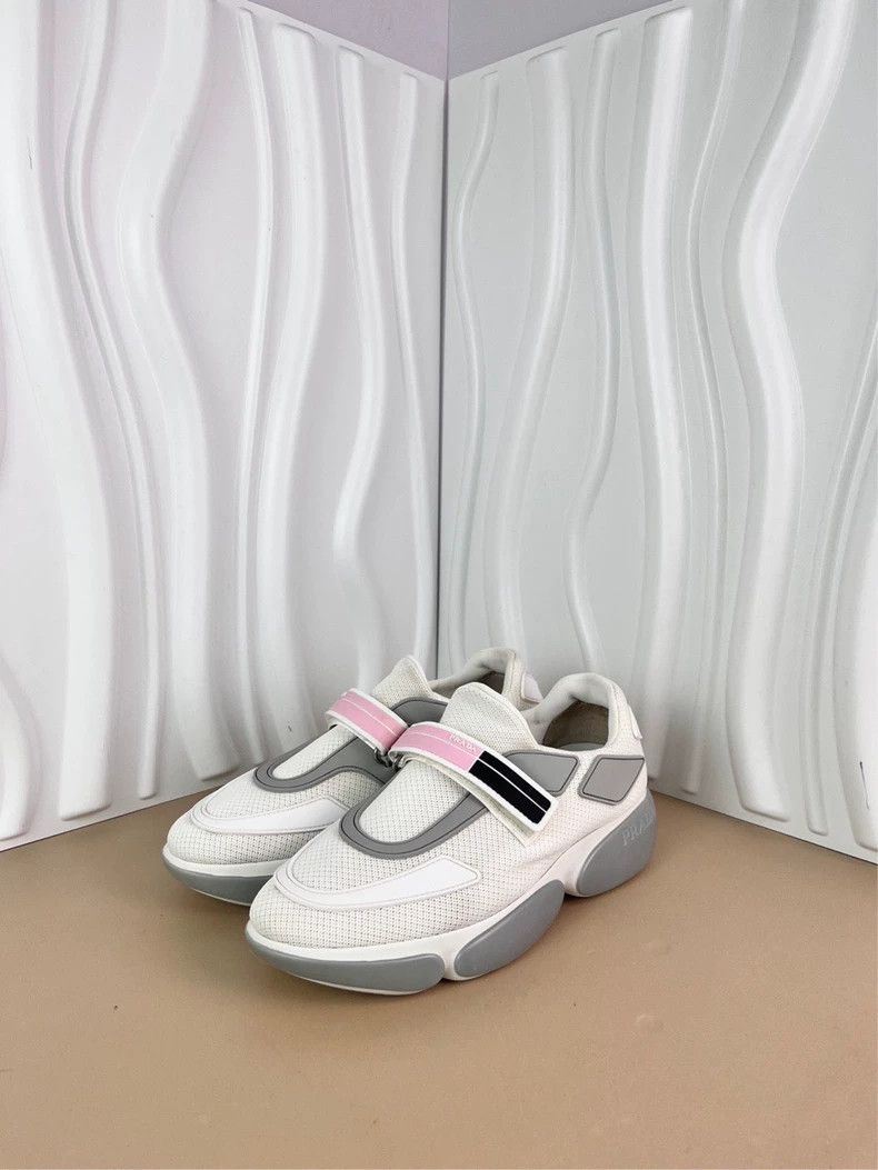 Prada Prada Size 35 White mesh Velcro small white shoes Sneakers Size US 4 / IT 34 - 1 Thumbnail