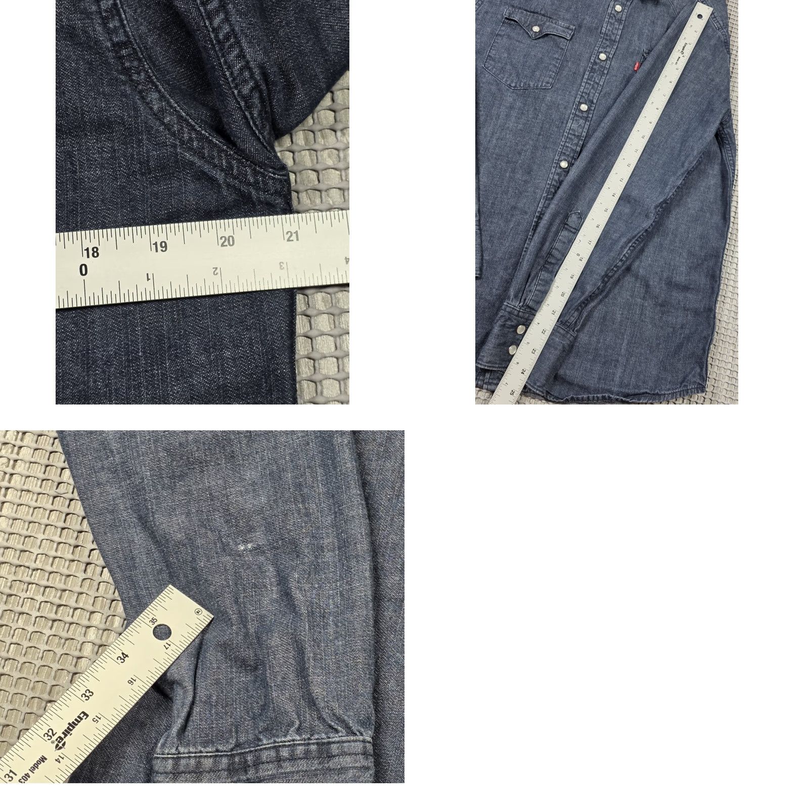 Levi's Levi’s Denim Western Pearl Snap Long Sleeve Blue Mens M Stretch Indigo Shirt Size US M / EU 48-50 / 2 - 9 Thumbnail