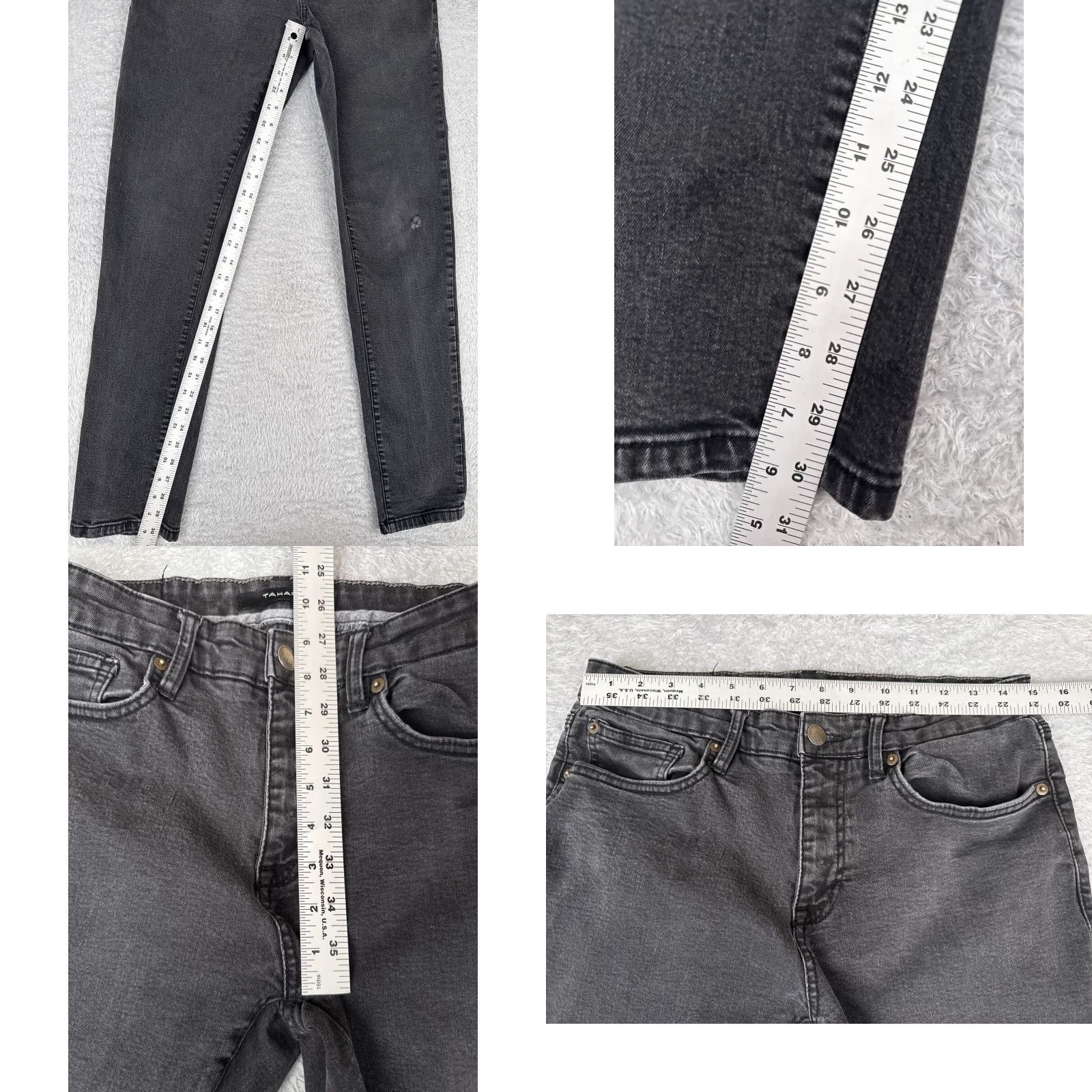 Vintage Tahari Jeans Womens 32 Black Skinny Distressed Cotton Blend Mid Rise 30x30 Size 24" / US 00 / IT 34 - 8 Thumbnail
