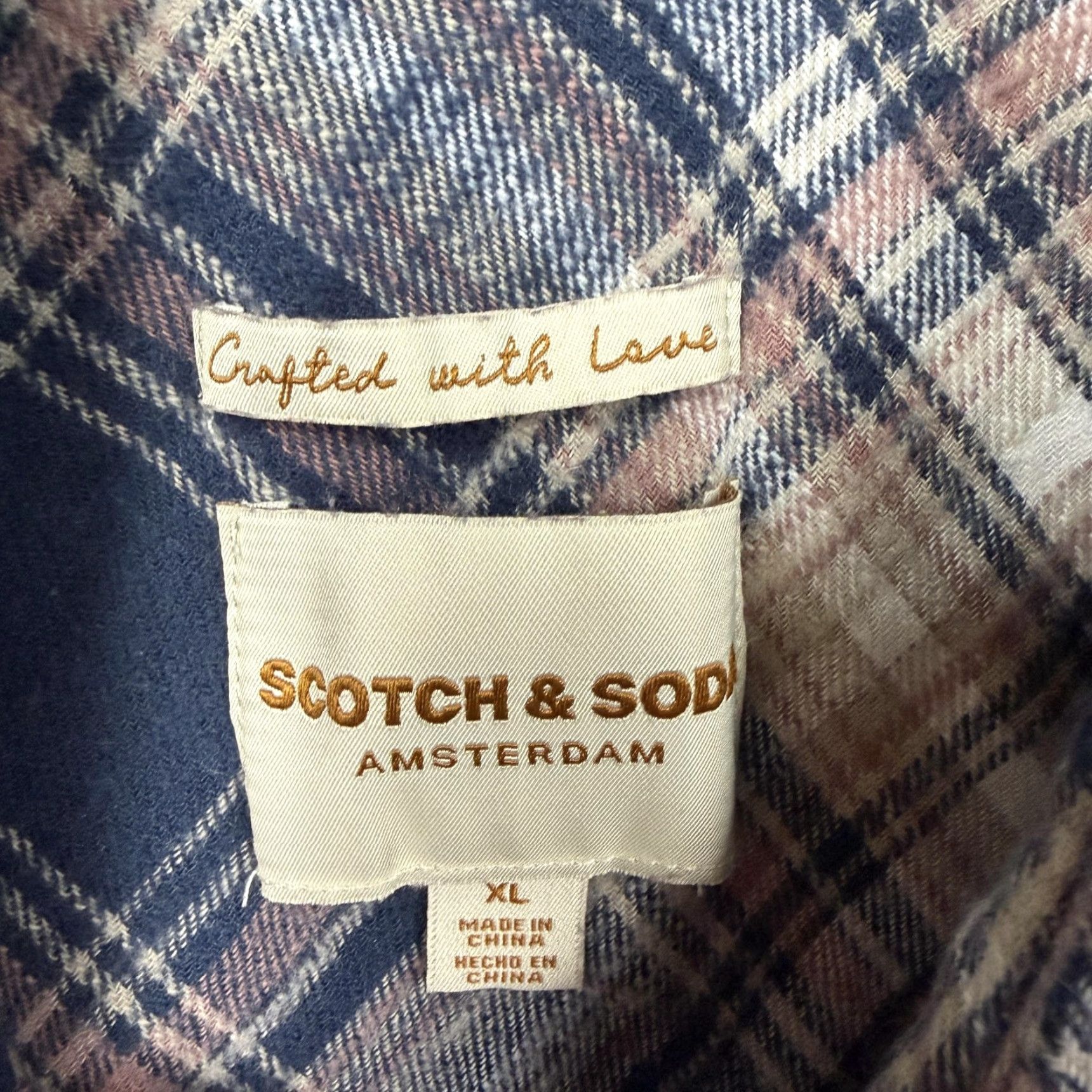 Scotch & Soda Scotch & Soda Womens XL Button-Up Shirt Plaid Flannel Blue Pink Tan Cream Long Sleeve Casual Vintage Grunge Size XL / US 12-14 / IT 48-50 - 6 Thumbnail
