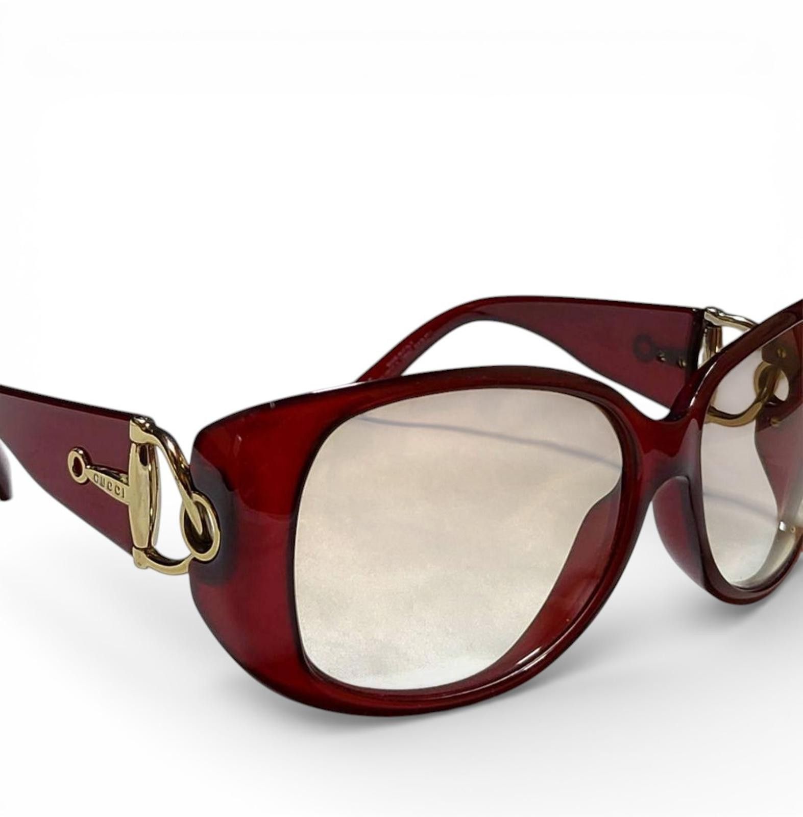 Gucci Gucci - Red Oversized Sunglasses Gold Accent Size ONE SIZE - 5 Thumbnail