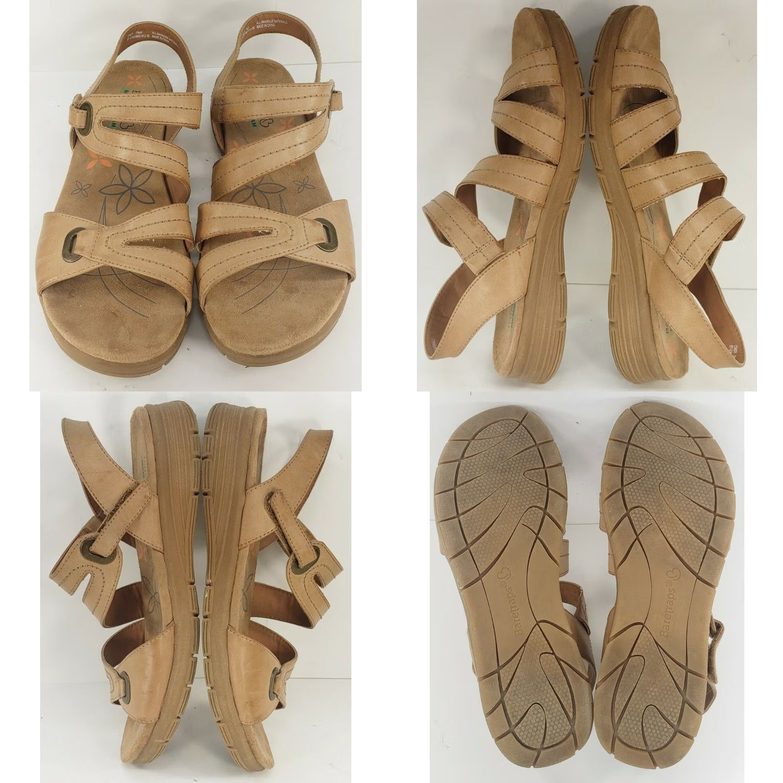 Vintage Baretraps Cindy Slingback Strappy Sandals Women’s 7.5M Tan Faux Leather Flats Size US 8 / IT 38 - 8 Thumbnail