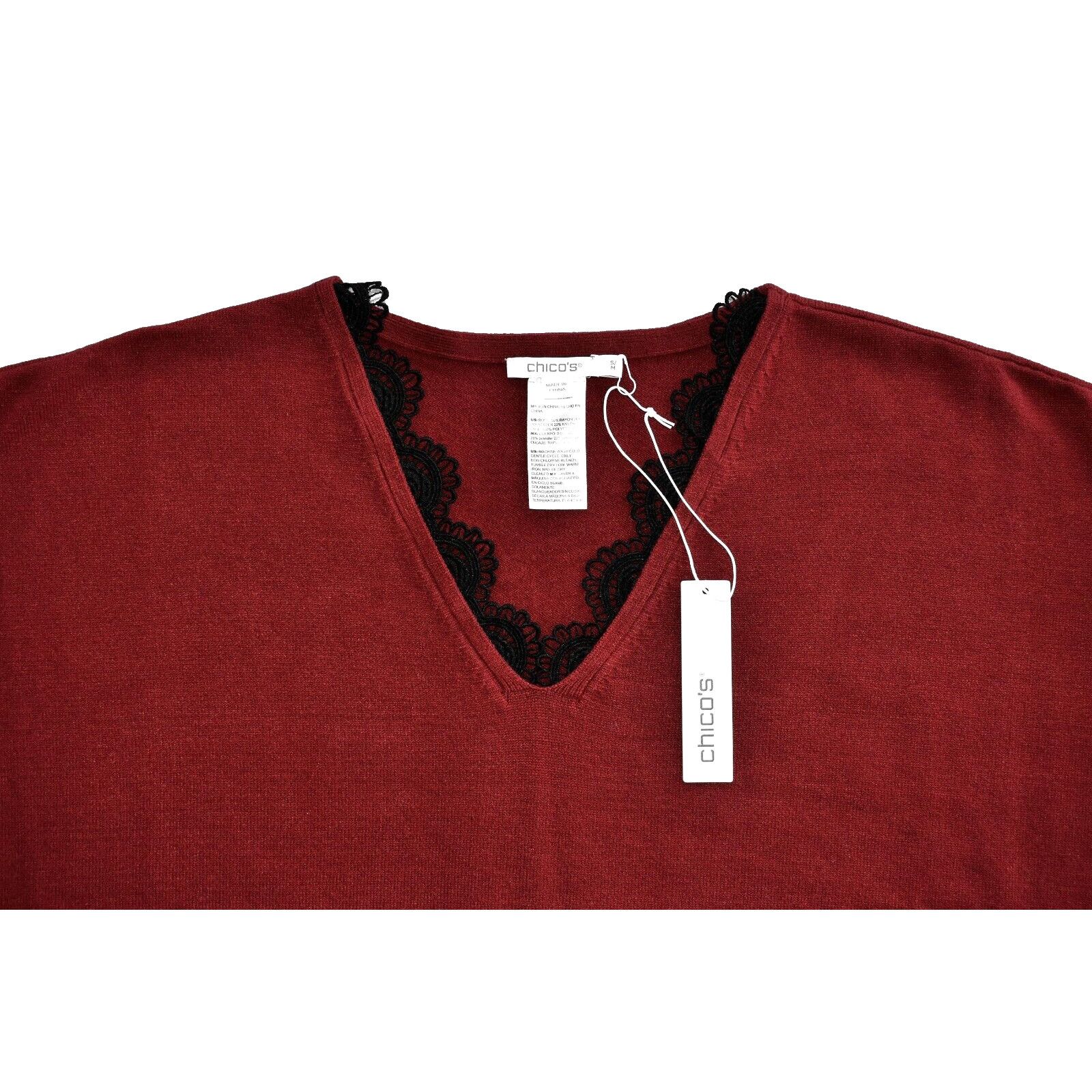 Chicos NWT CHICOS Red Allure V Neck Poncho Sweater Size S/M $129 Size S / US 4 / IT 40 - 4 Thumbnail