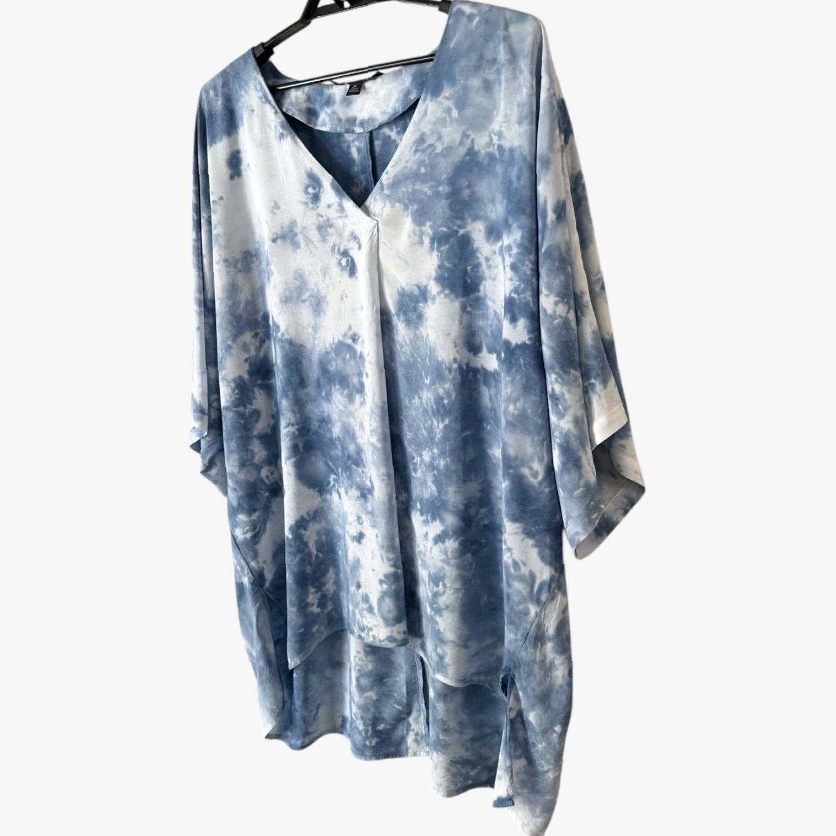 Vintage VINTAGE Marc New York Tie-Dye V-Neck Tunic Women’s 2X Short-Sleeve High-Low Bohemian Casual Dress Size XXL / US 16-18 / IT 52-54 - 2 Thumbnail