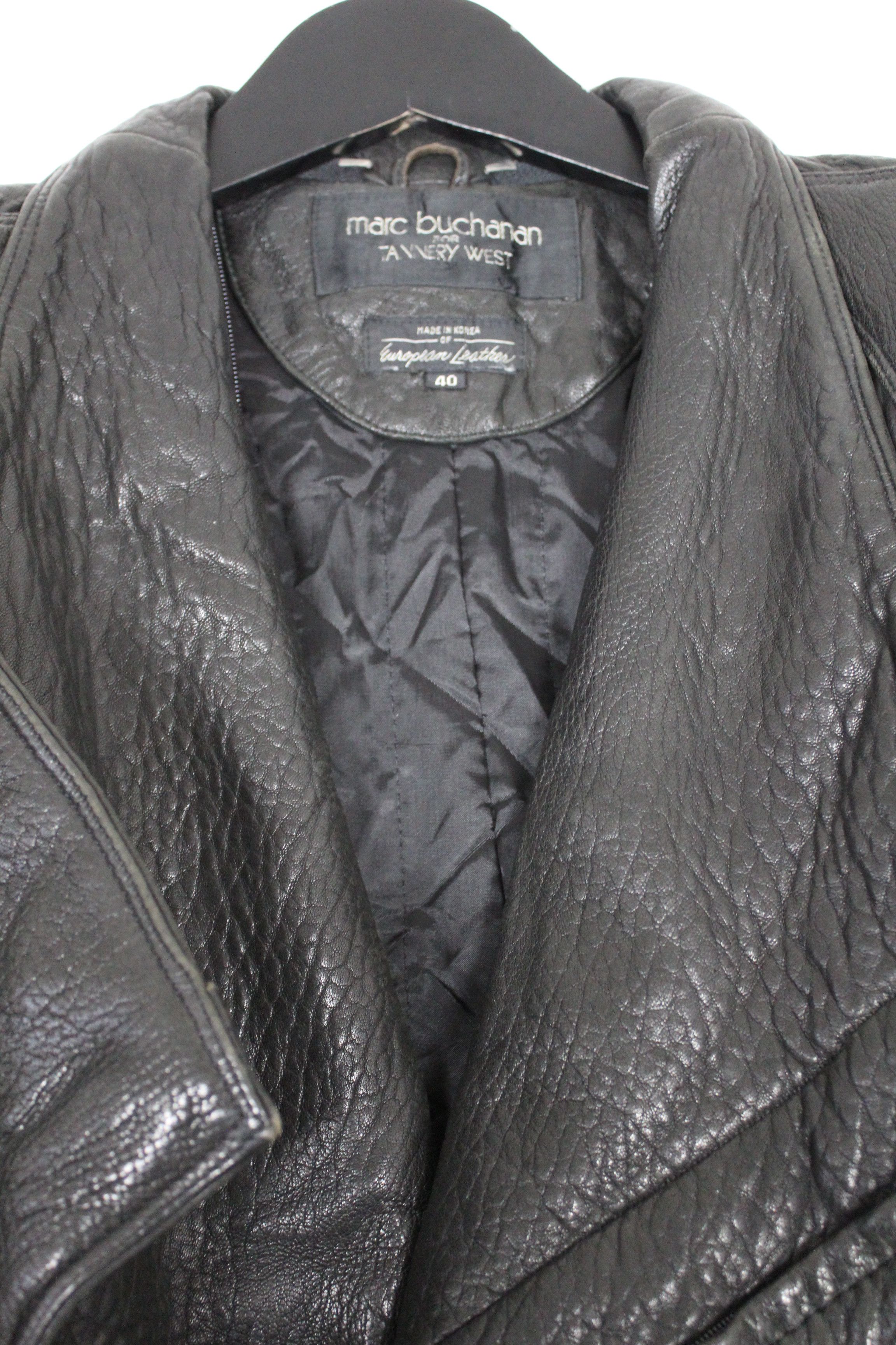 Marc Buchanan Vintage 80s Marc Buchanan Black Leather Belted Trench Coat Size US L / EU 52-54 / 3 - 5 Thumbnail