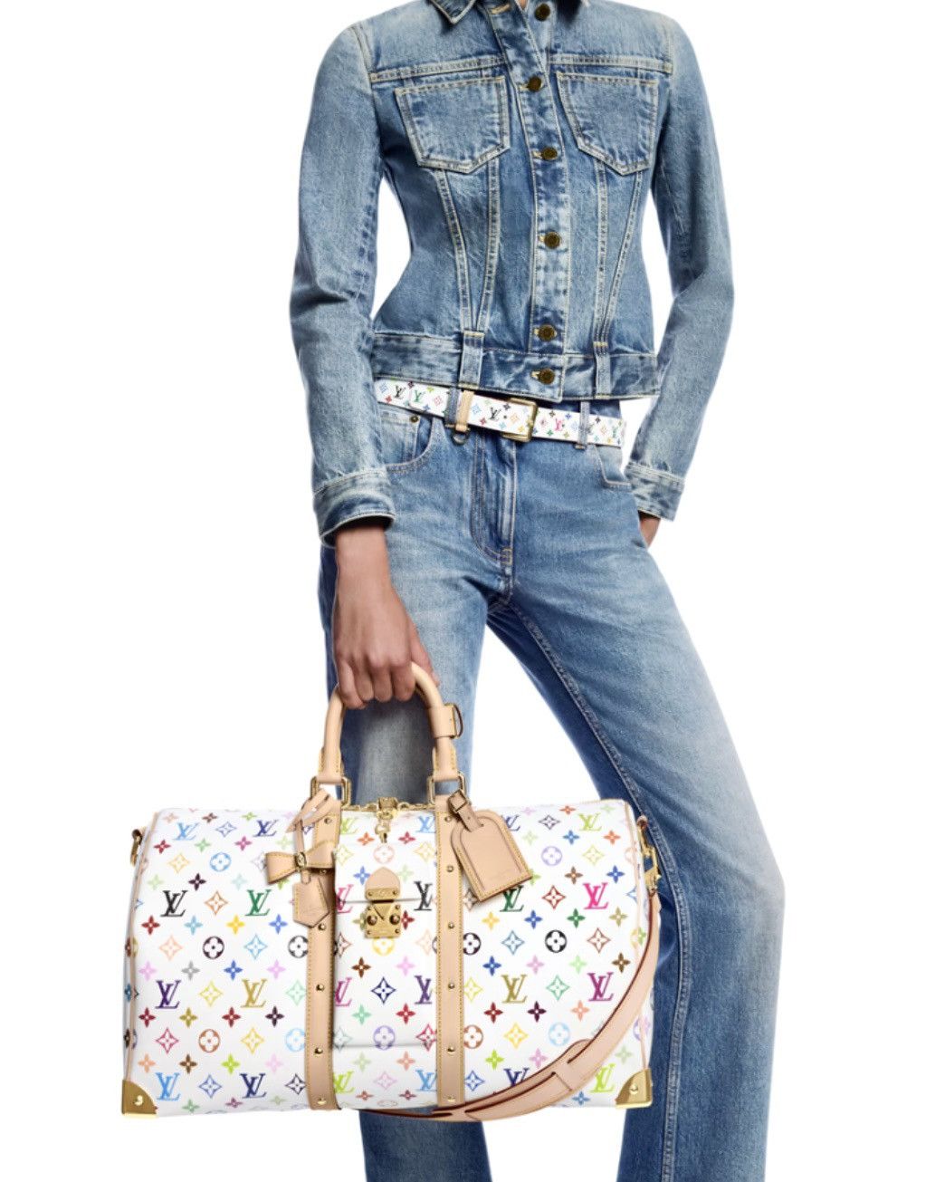 Louis Vuitton × Takashi Murakami Louis Vuitton Murakami Keepall Bandoulière 45 Monogram White Size ONE SIZE - 4 Thumbnail