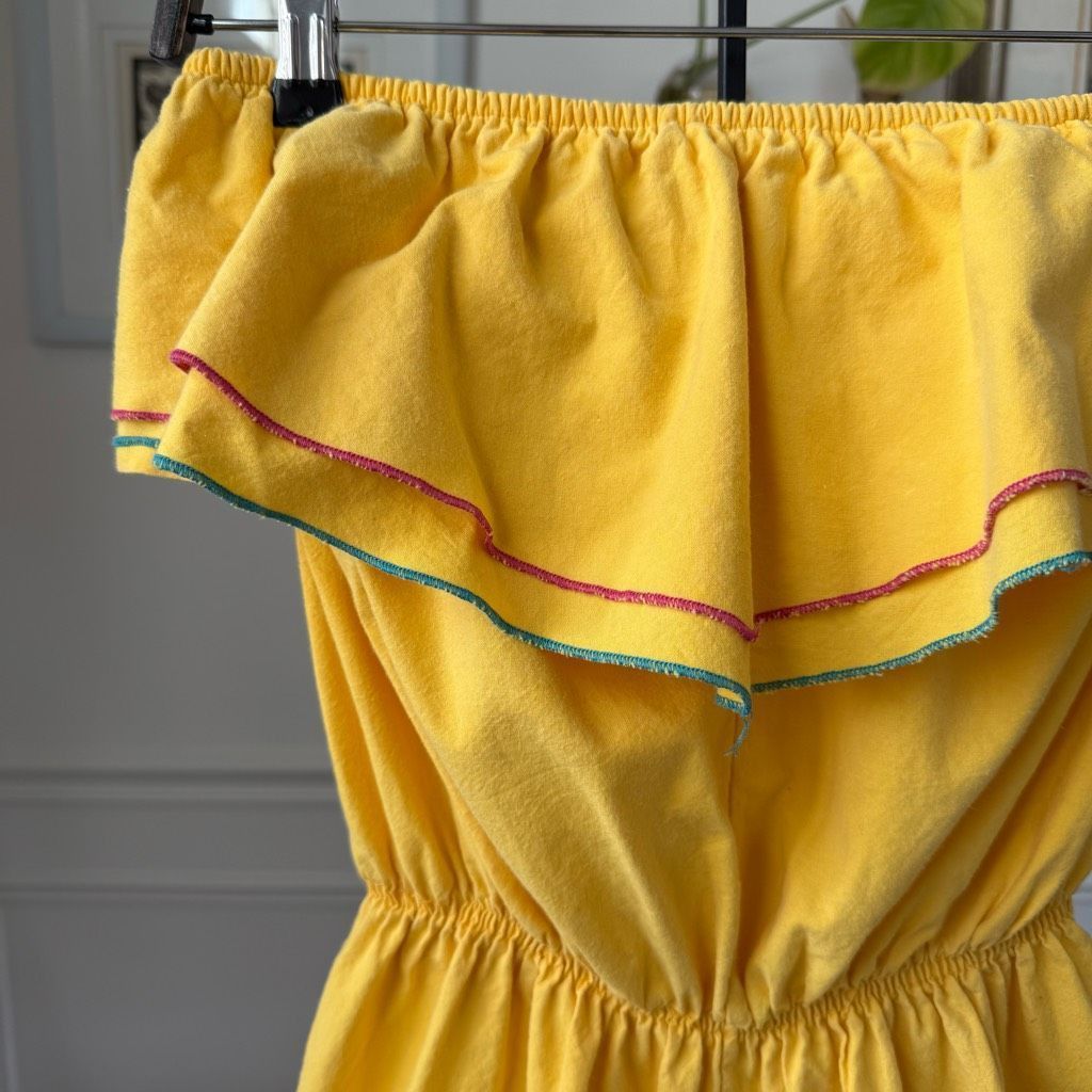 Vintage Vintage 80s Maurice Michaels Yellow Romper Ruffle M L Size 32" / US 10 / IT 46 - 3 Thumbnail