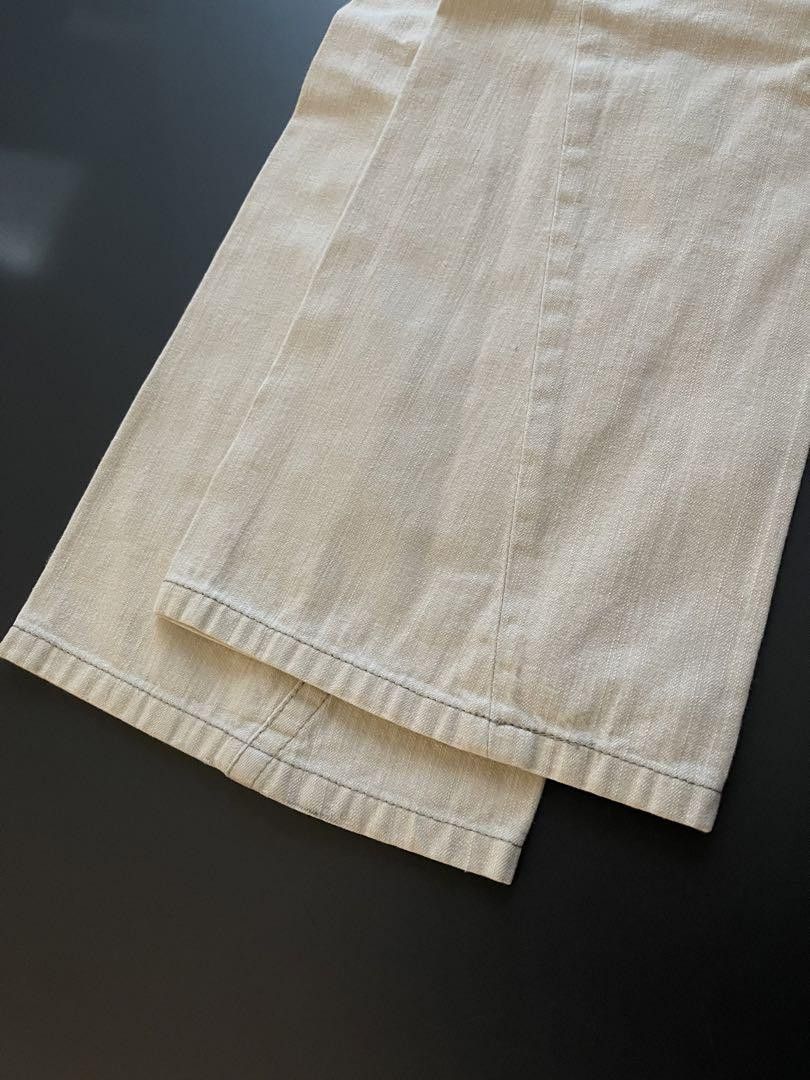 TORNADO MART TWISTED SEAM FLARED WHITE DENIM MEDIUM