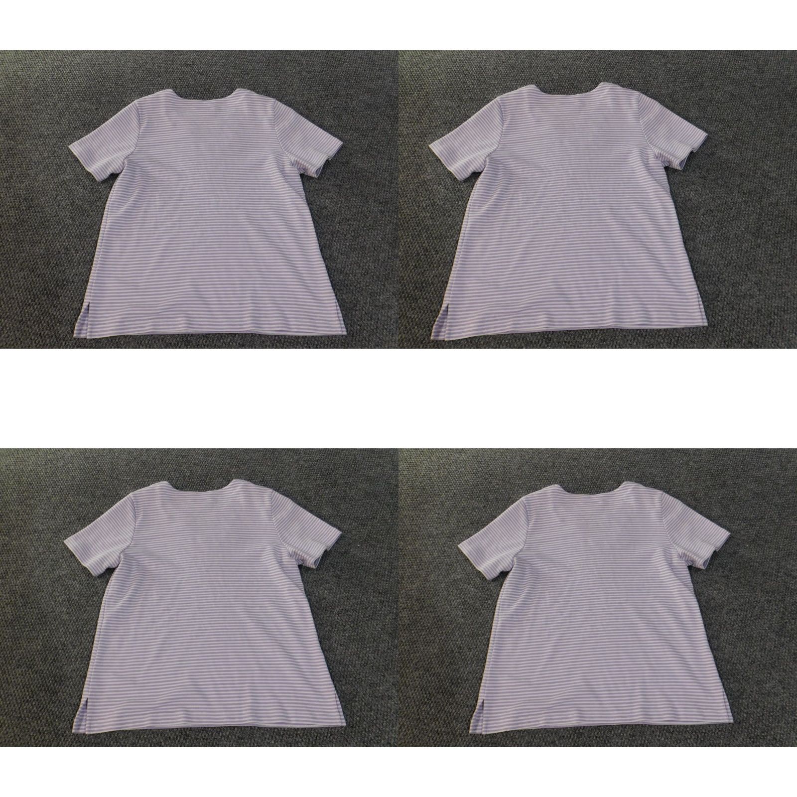 Vintage Alfred Dunner Blouse Shirt Womens Small Purple Striped V-Neck Cotton Polyester Casual Knit Short Sleeve Regular Size S / US 4 / IT 40 - 8 Thumbnail