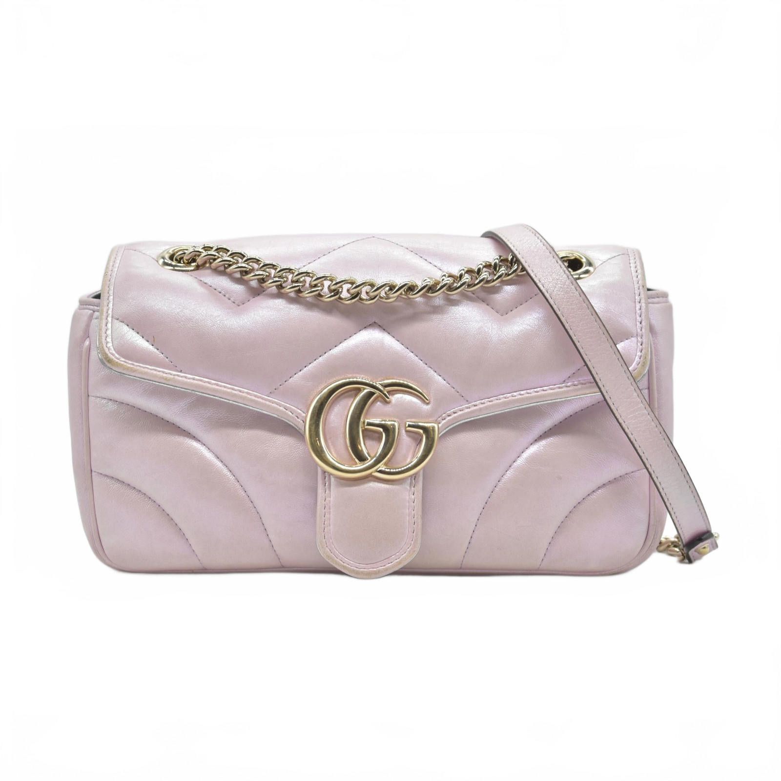 Gucci Gucci Iridescent Nappa Chevron Matelasse Small GG Marmont Size ONE SIZE - 1 Thumbnail