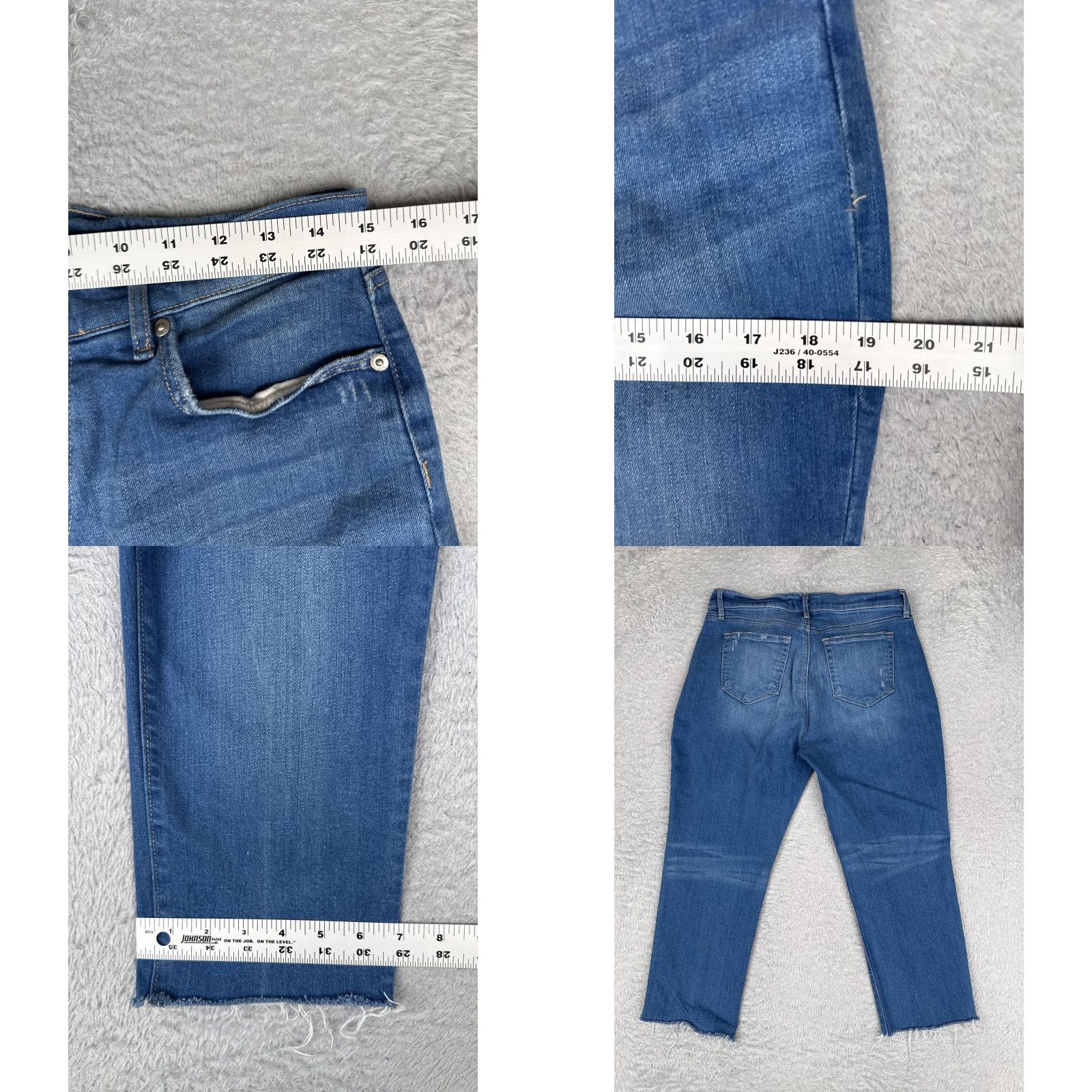 Loft LOFT Slim Crop Jeans Womens 8P Blue Medium Wash High Rise Denim 29x22 Raw Hem Petite Size Size 30" / US 8 / IT 44 - 9 Thumbnail
