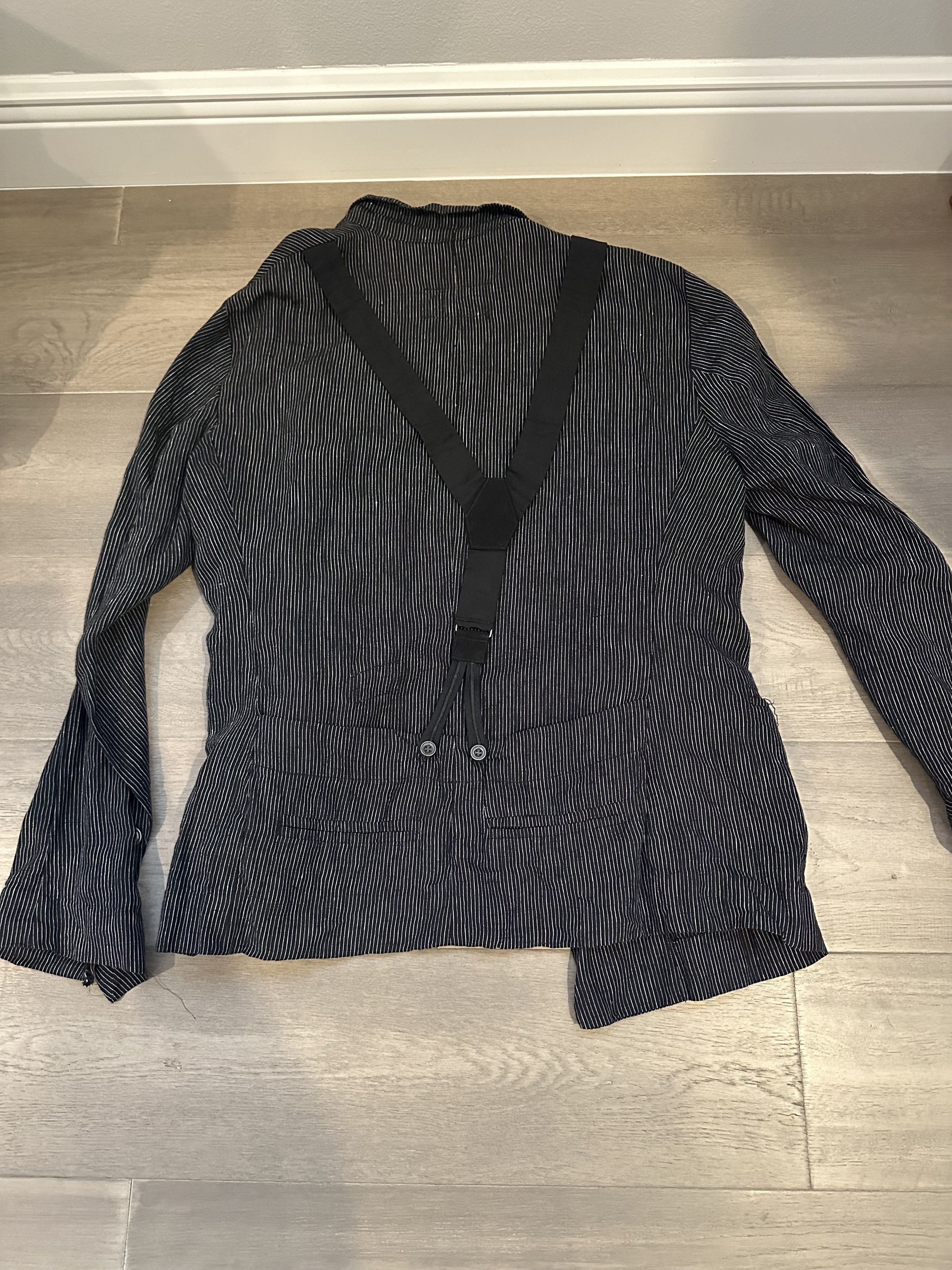 Greg Lauren Black microstripe suspender dickens Size 46R - 2 Thumbnail
