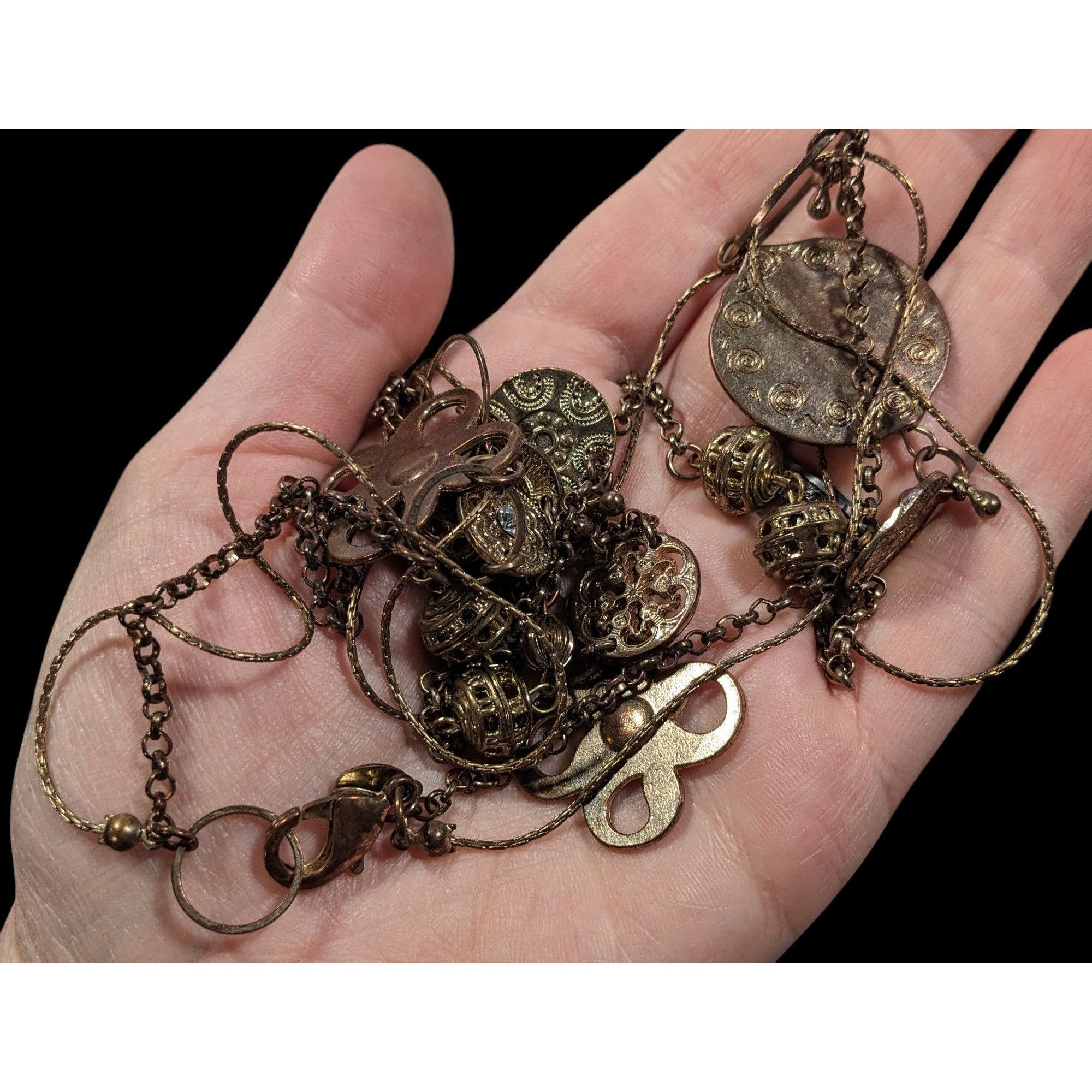 Chicos Chico's Abstract Floral Gold Tone Chain Charm Necklace Size ONE SIZE - 6 Thumbnail