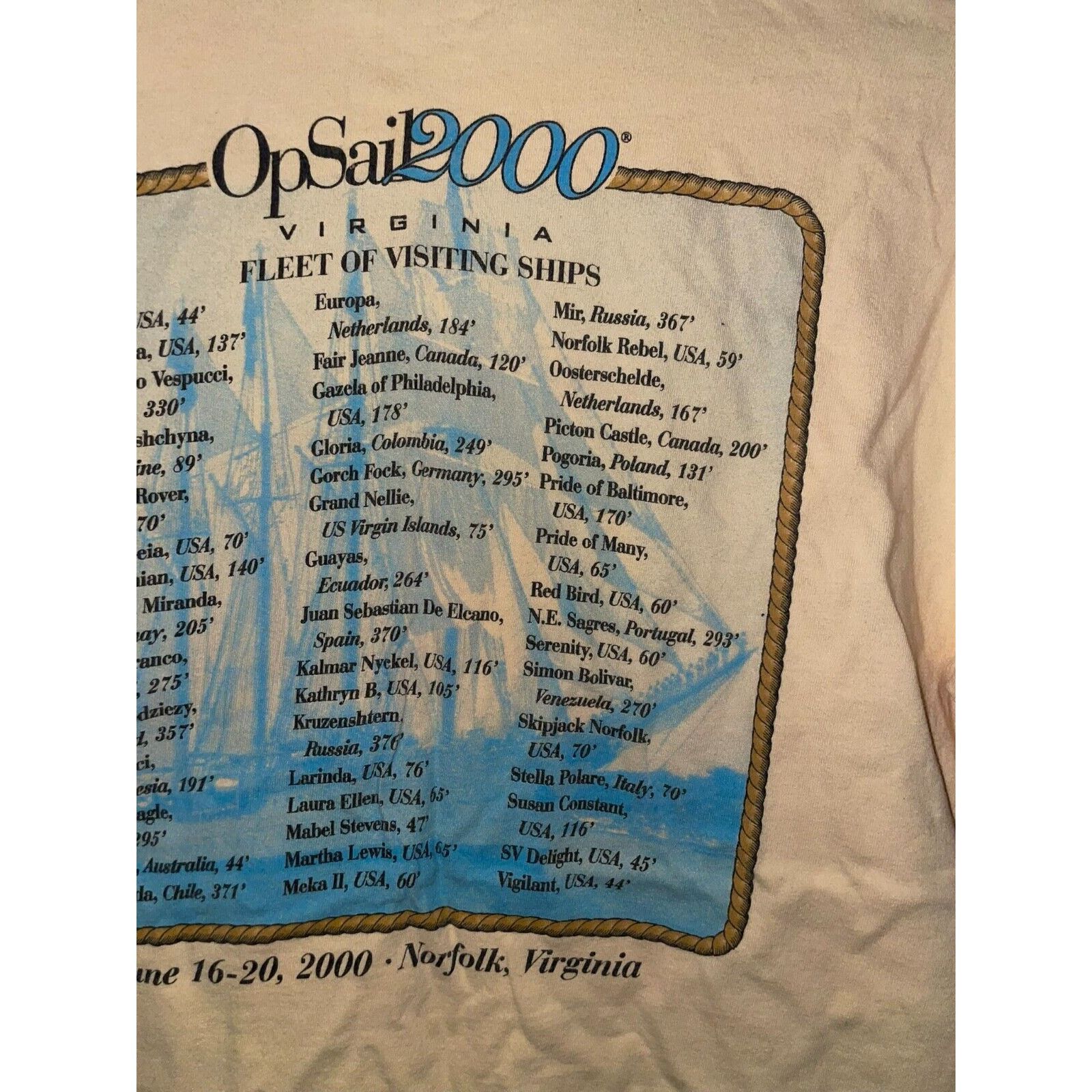 Hanes Vintage Sailing Shirt OP Sail Virginia Fleet Of Ships Ship L Size US L / EU 52-54 / 3 - 11 Thumbnail