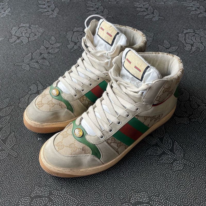 Gucci GUCCI Screener Vintage Leather Sneakers for Men - Size US 10 / EU 43 - 1 Thumbnail