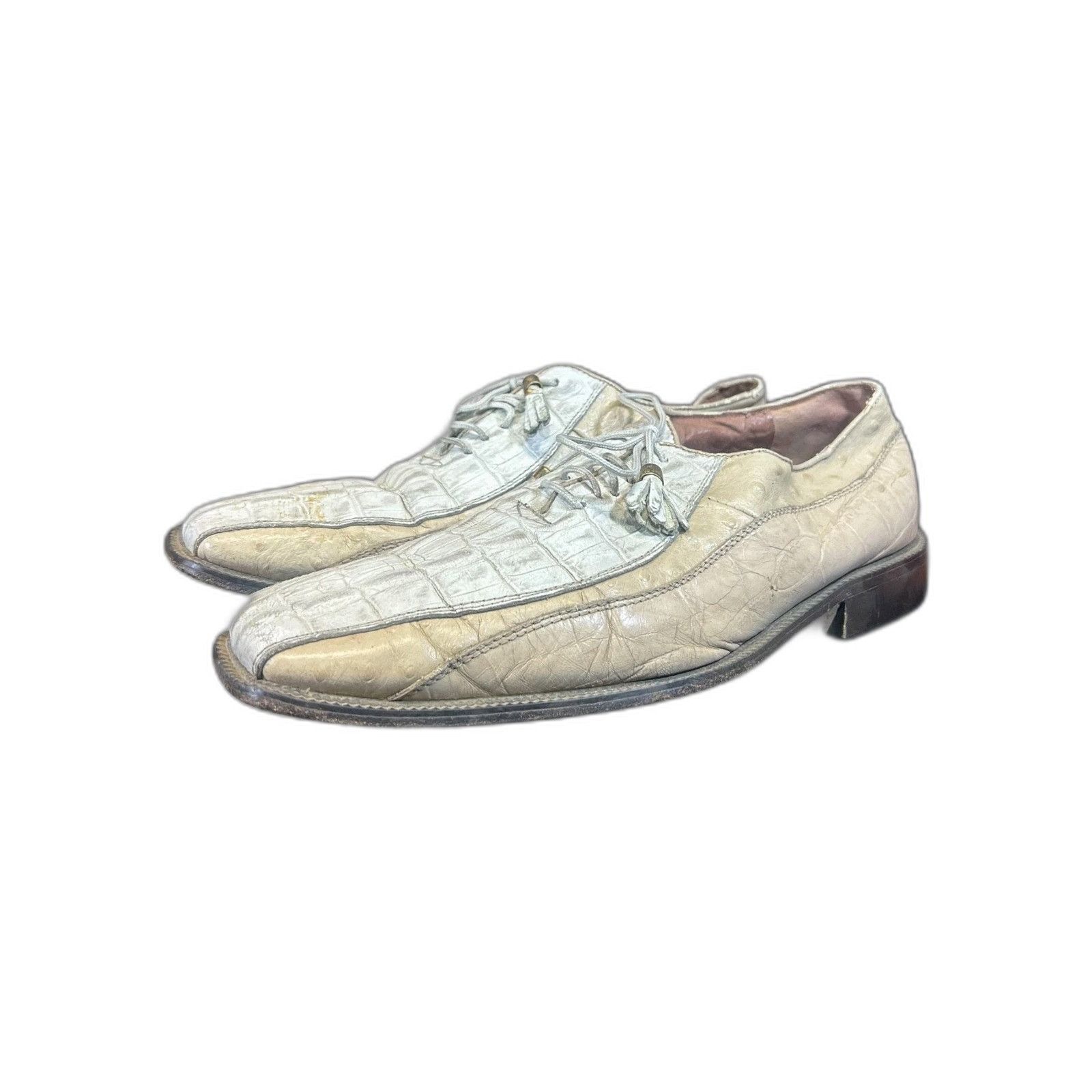 Vintage Marco Vicci Alligator Skin White Oxford Dress Shoe Square To Size US 11 / EU 44 - 5 Thumbnail
