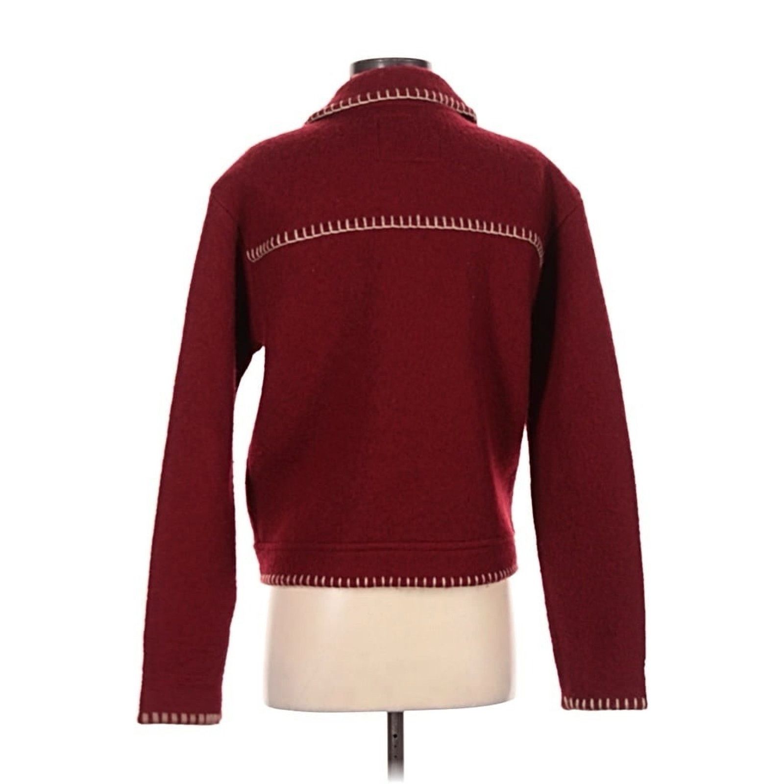 Vintage VTG Smith Hawkens Whipstitch Red Collared Wool Claret Jacket Size S / US 4 / IT 40 - 2 Thumbnail