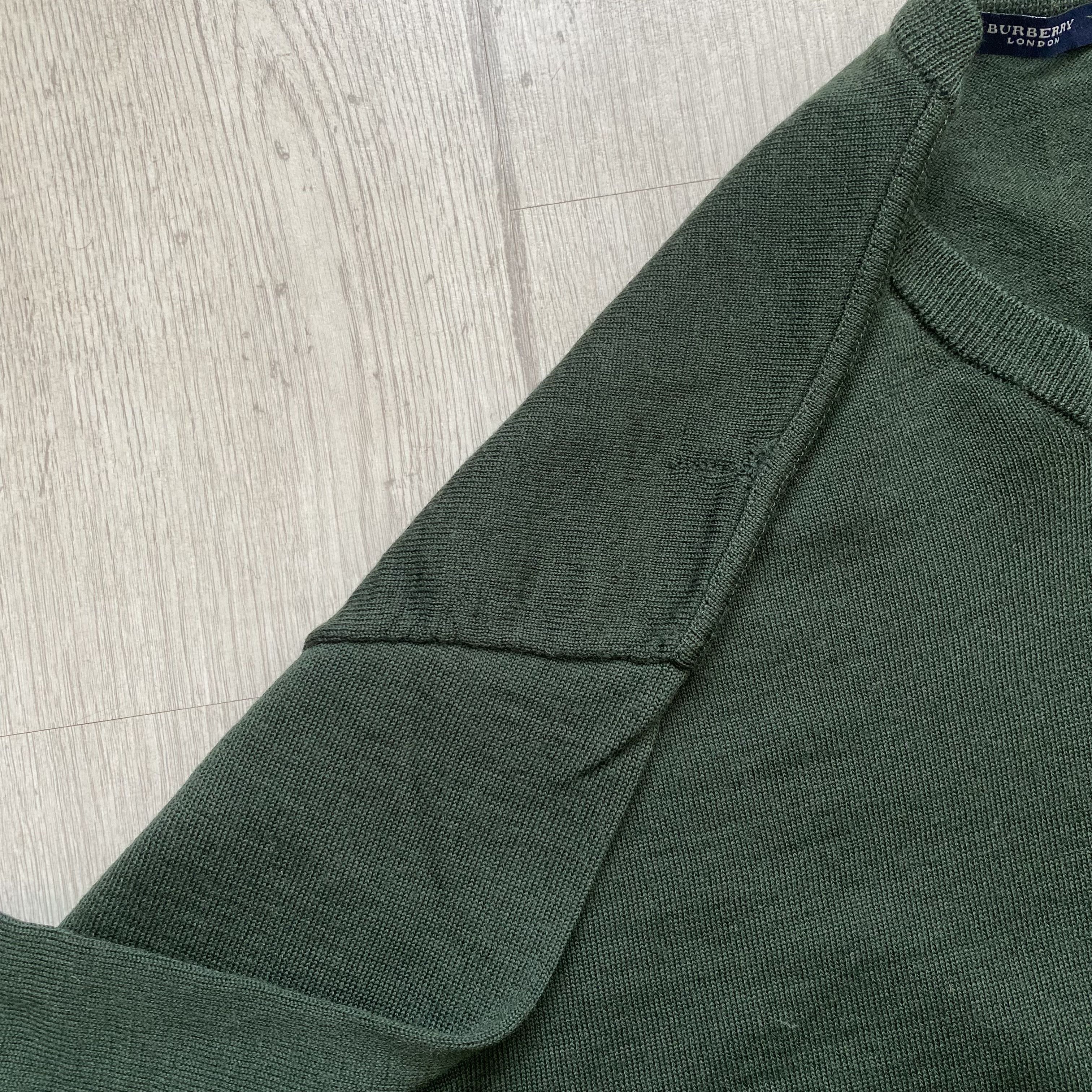 Burberry 🔥 Vintage 80s Burberry V-neck Wool Sweater Basic Mini Logo Size US L / EU 52-54 / 3 - 9 Thumbnail