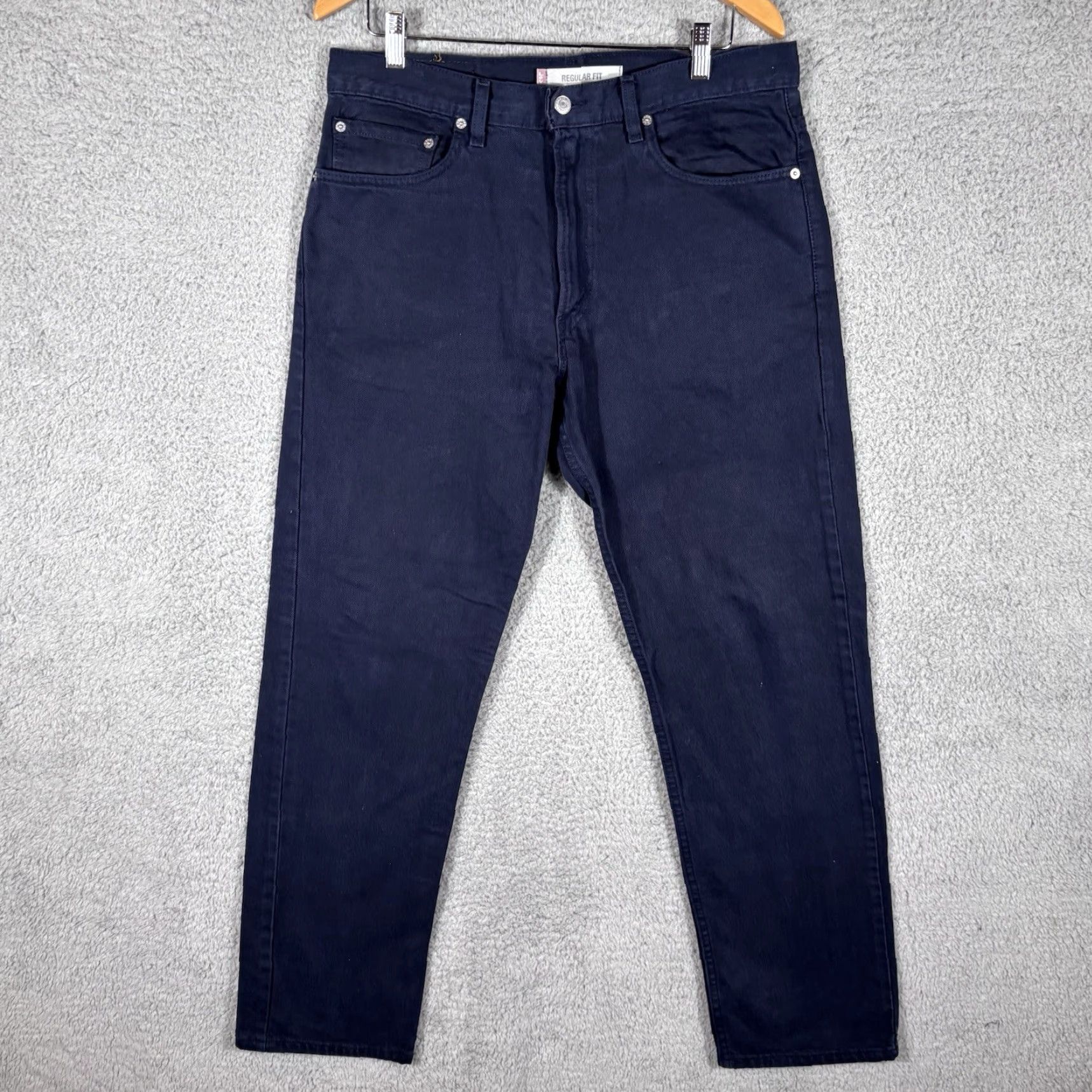 Levi's VINTAGE Levi's 505 Jeans Men's 34x32 Solid Dark Blue Regular Fit 90s USA Made Jeans Size US 34 / EU 50 - 2 Thumbnail