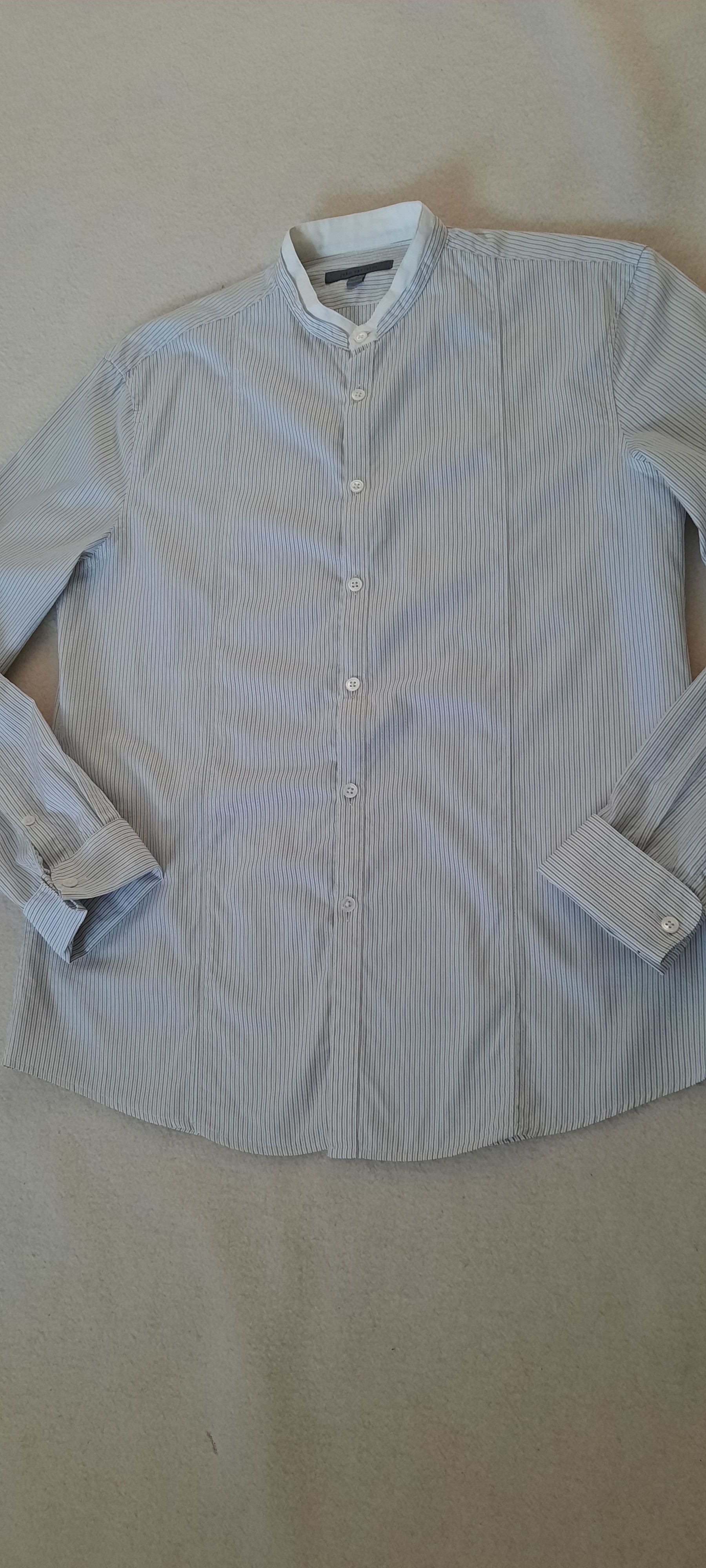 John Varvatos JOHN VARVATOS Men's Long-Sleeved Shirt, White Gray Striped M Size US M / EU 48-50 / 2 - 3 Thumbnail