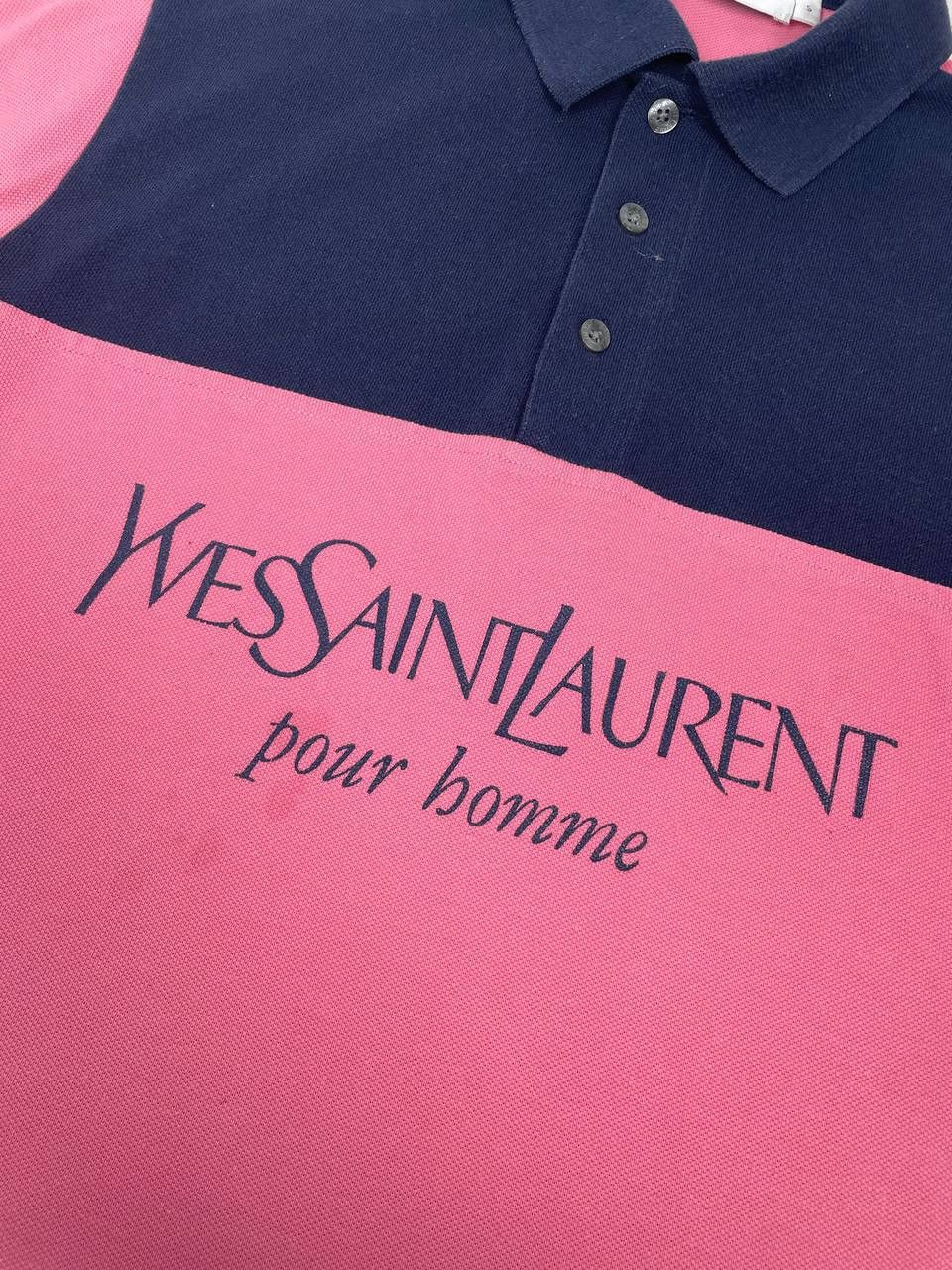 Vintage Yves Saint Laurent Polo Shirt Big Logo YSL Luxury