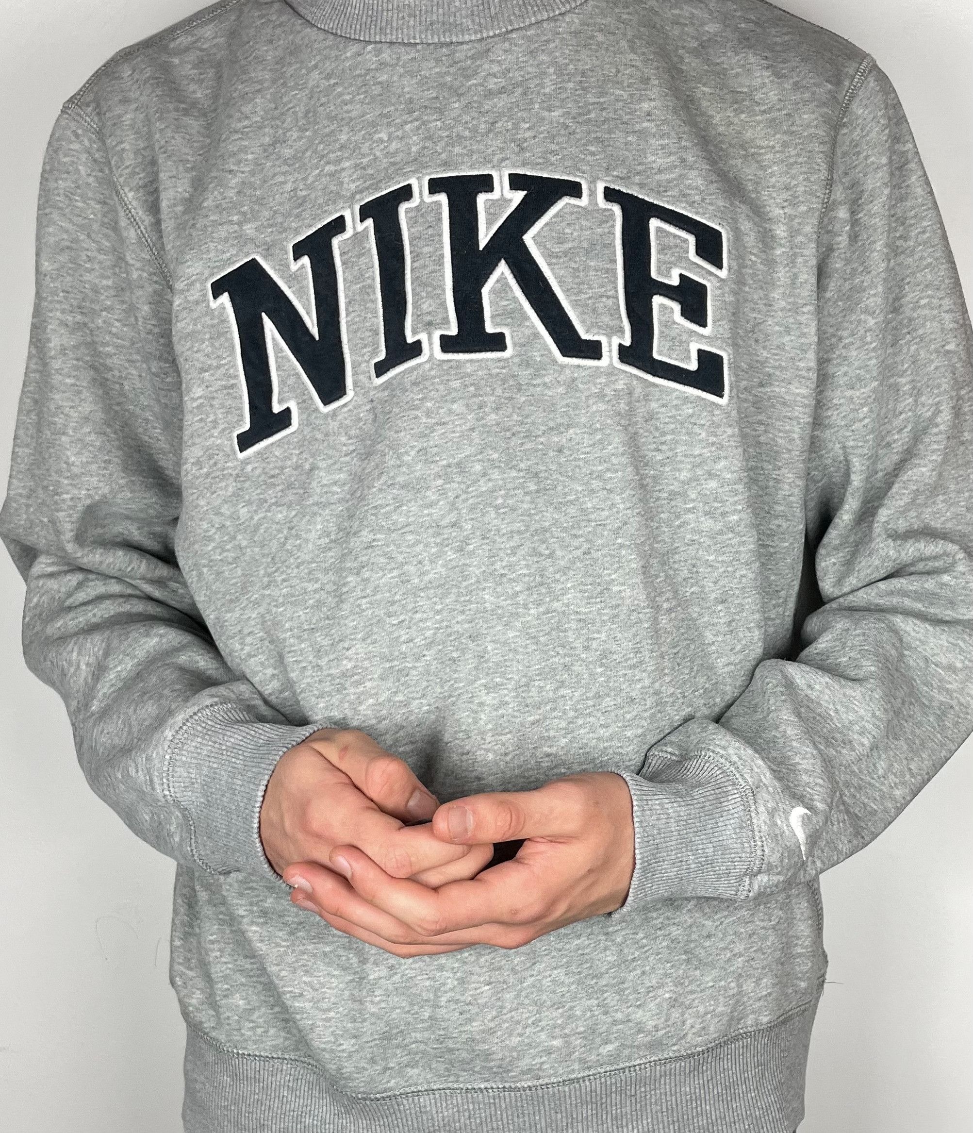 Nike Nike Men's Heather Gray Cotton Fleece Pullover Sweatshirt M Size US M / EU 48-50 / 2 - 2 Thumbnail